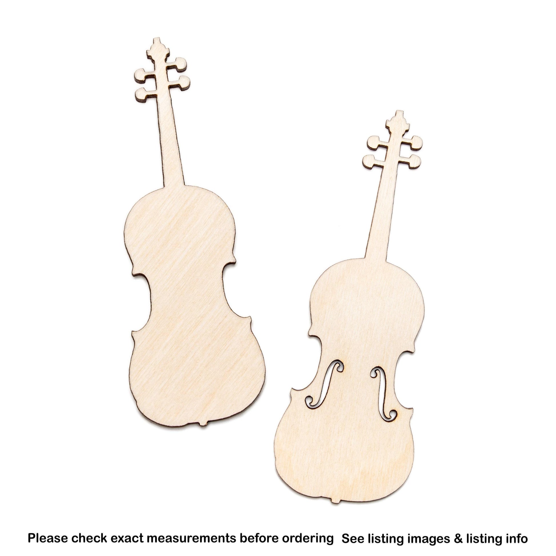 Violin Blank Wood Cutout - Laser Cut Unfinished Craft Shape - Multiple Sizes