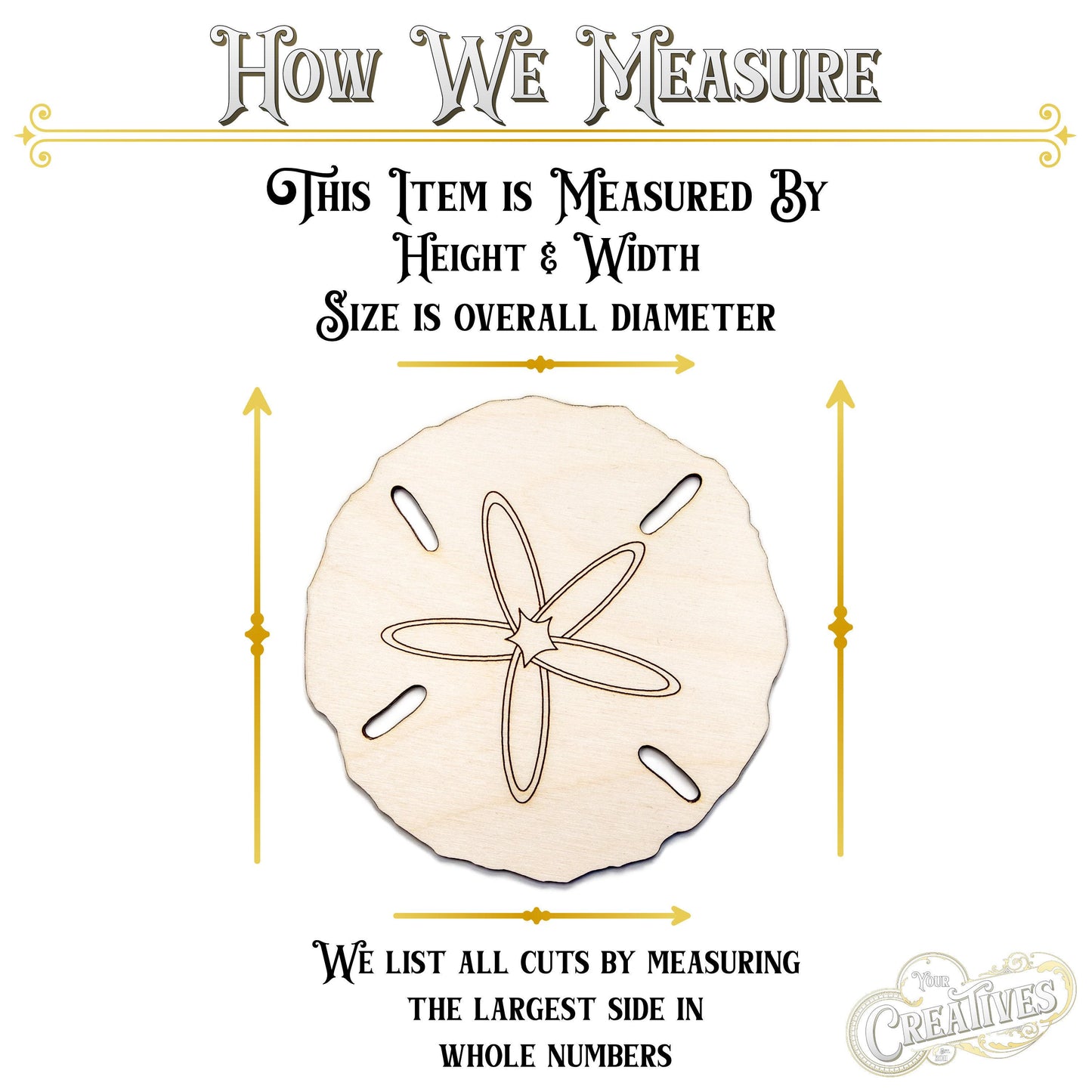 Sand Dollar Wood Cutout - Laser Cut Unfinished Craft Shape - Multiple Sizes