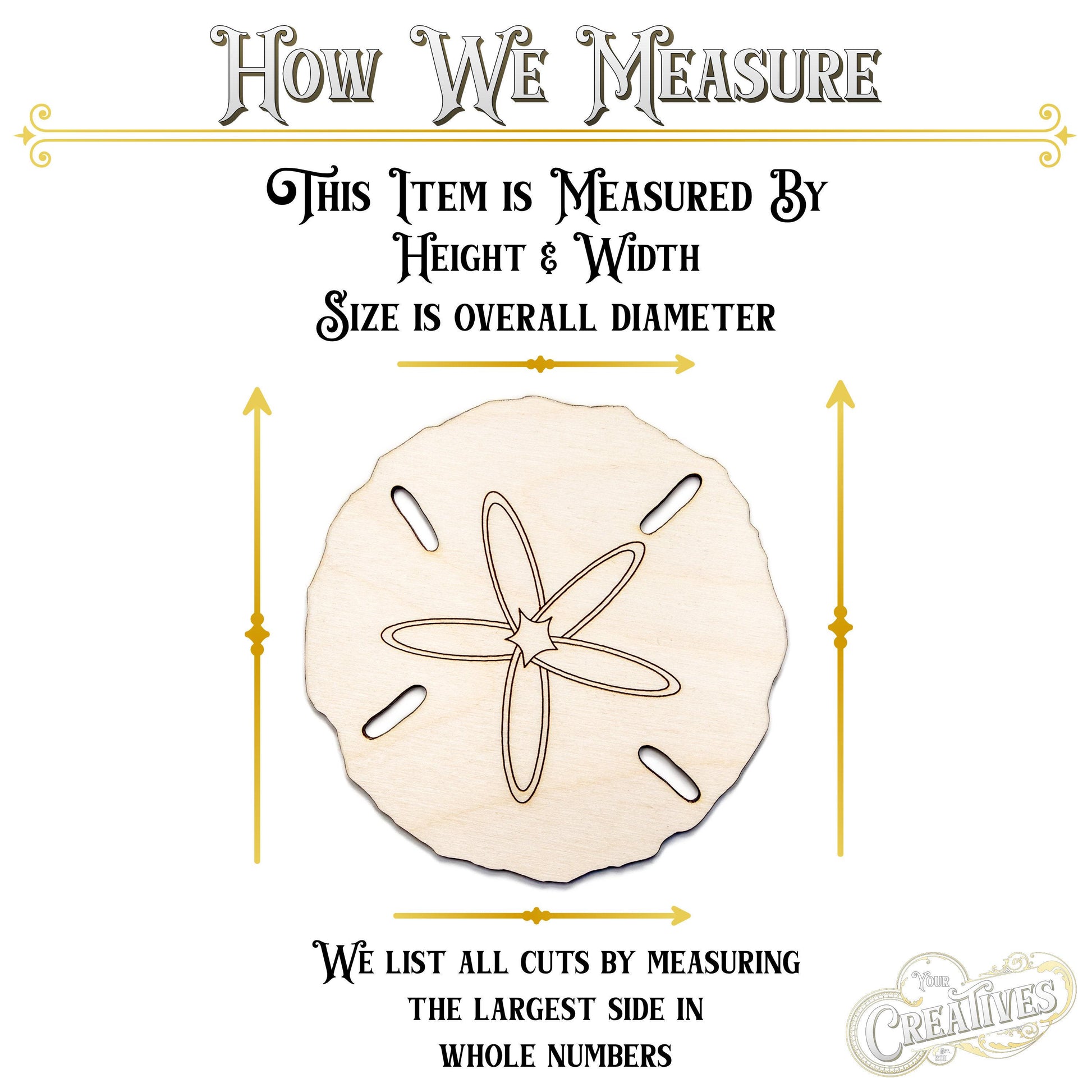 Sand Dollar Wood Cutout - Laser Cut Unfinished Craft Shape - Multiple Sizes