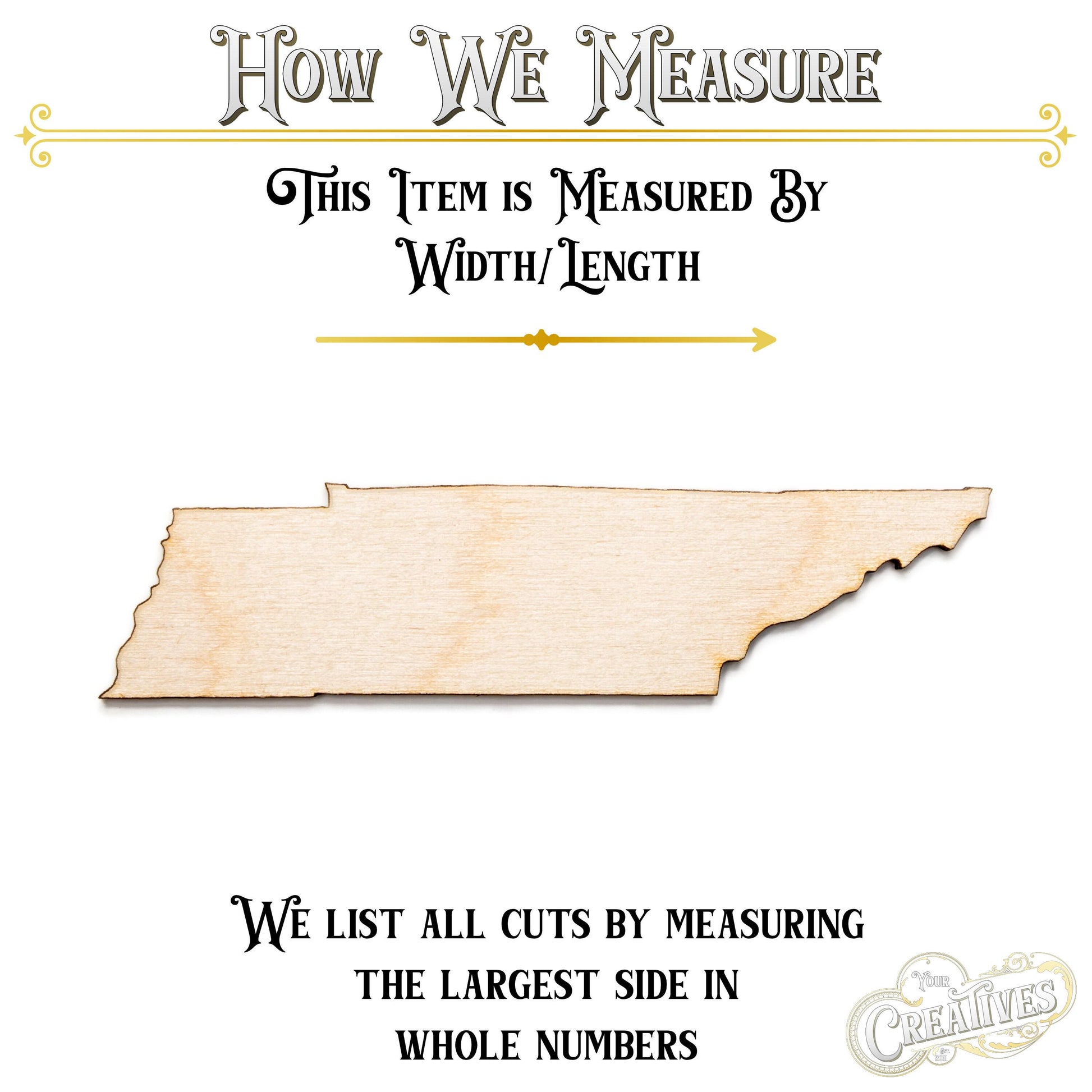 Tennessee State Wood Cutout - Laser Cut Unfinished Craft Shape - Multiple Sizes