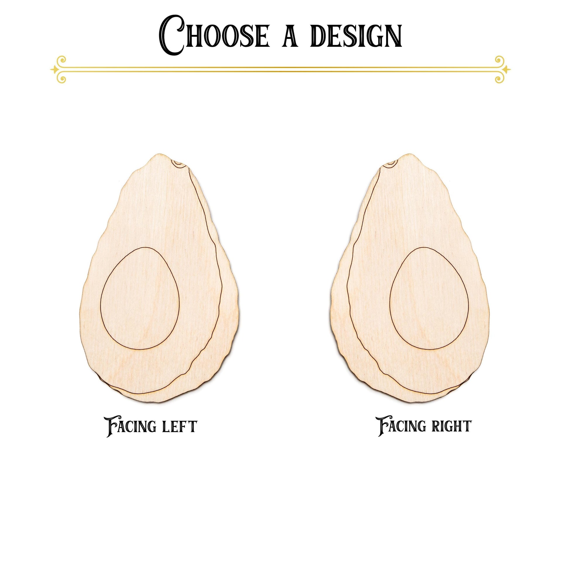 Avocado Half Wood Cutout - Laser Cut Unfinished Craft Shape - Multiple Sizes