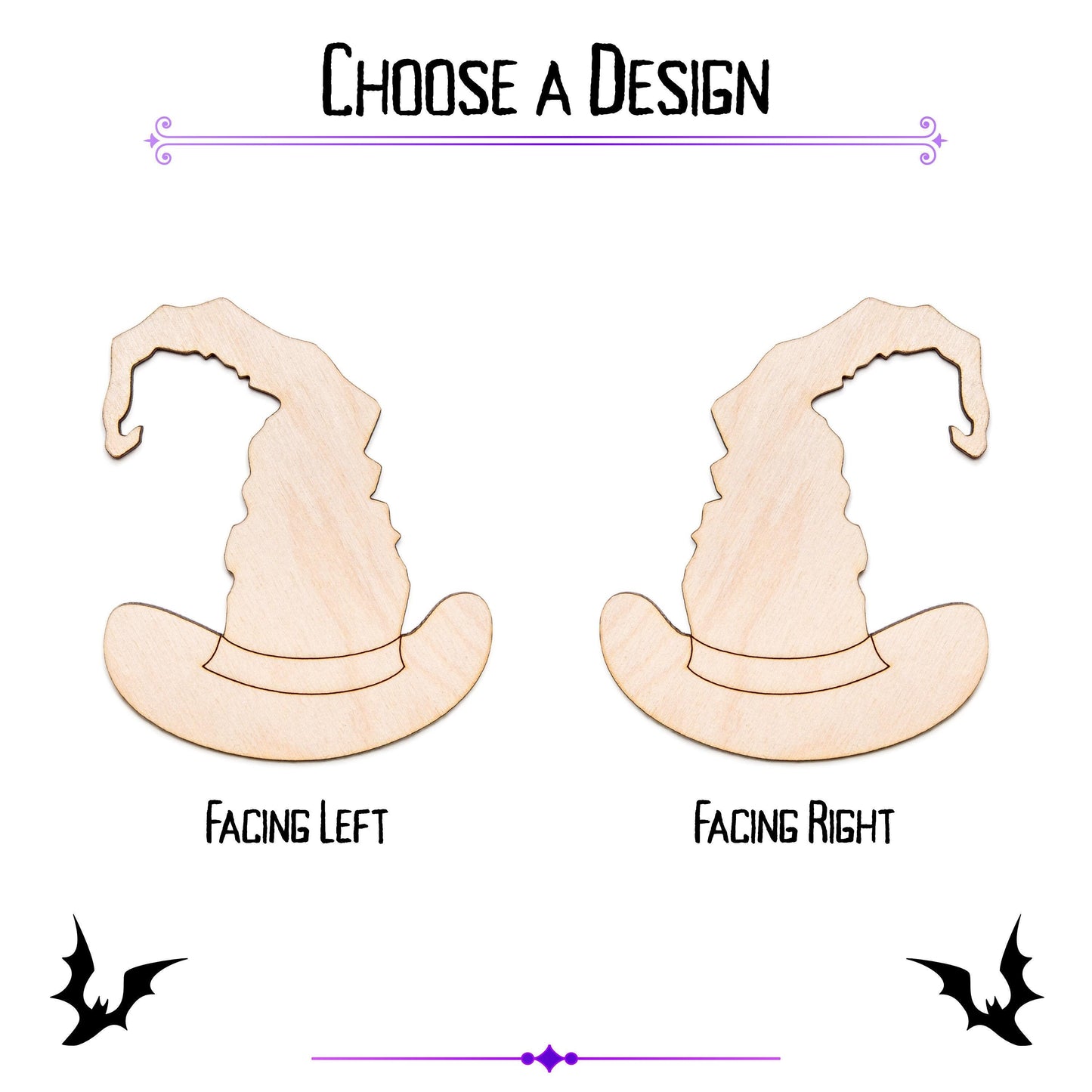 Curled Witch Hat Wood Cutout - Laser Cut Unfinished Craft Shape - Multiple Sizes