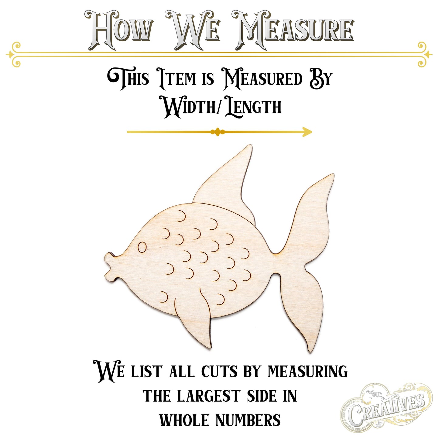 Angel Fish Detailed Wood Cutout - Laser Cut Unfinished Craft Shape - Multiple Sizes