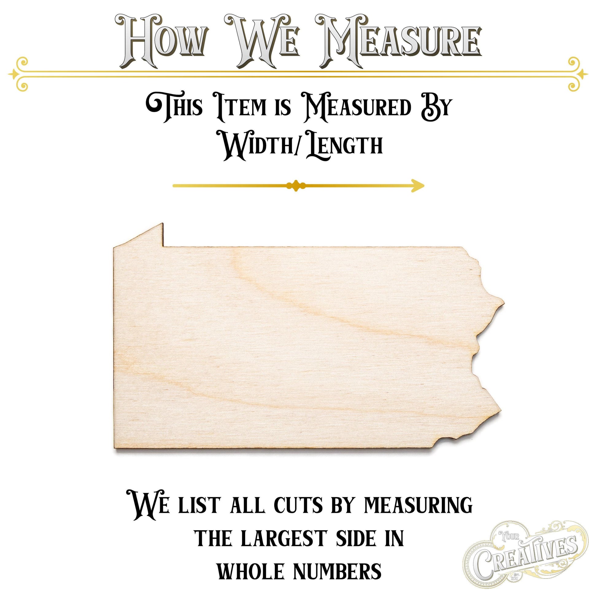 Pennsylvania State Wood Cutout - Laser Cut Unfinished Craft Shape - Multiple Sizes