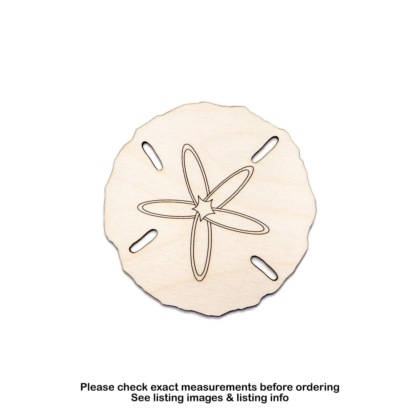 Sand Dollar Wood Cutout - Laser Cut Unfinished Craft Shape - Multiple Sizes