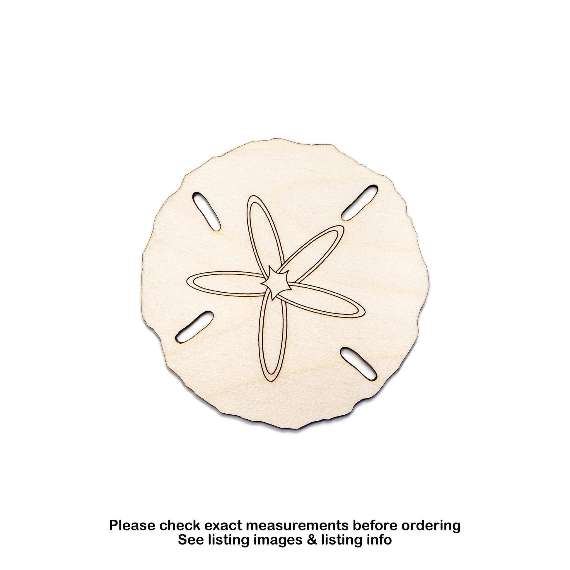Sand Dollar Wood Cutout - Laser Cut Unfinished Craft Shape - Multiple Sizes