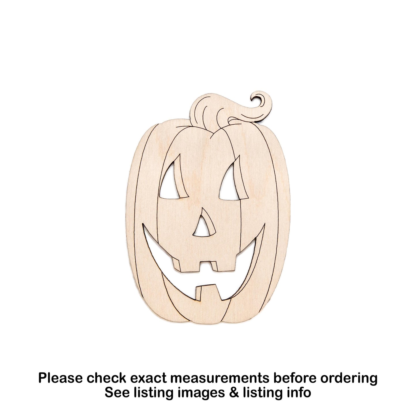 Jack O Lantern Tall Wood Cutout - Laser Cut Unfinished Craft Shape - Multiple Sizes