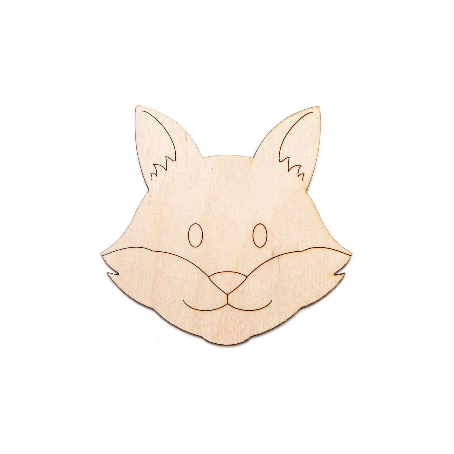 Cute Fox Head Detailed Wood Cutout - Laser Cut Unfinished Craft Shape - Multiple Sizes