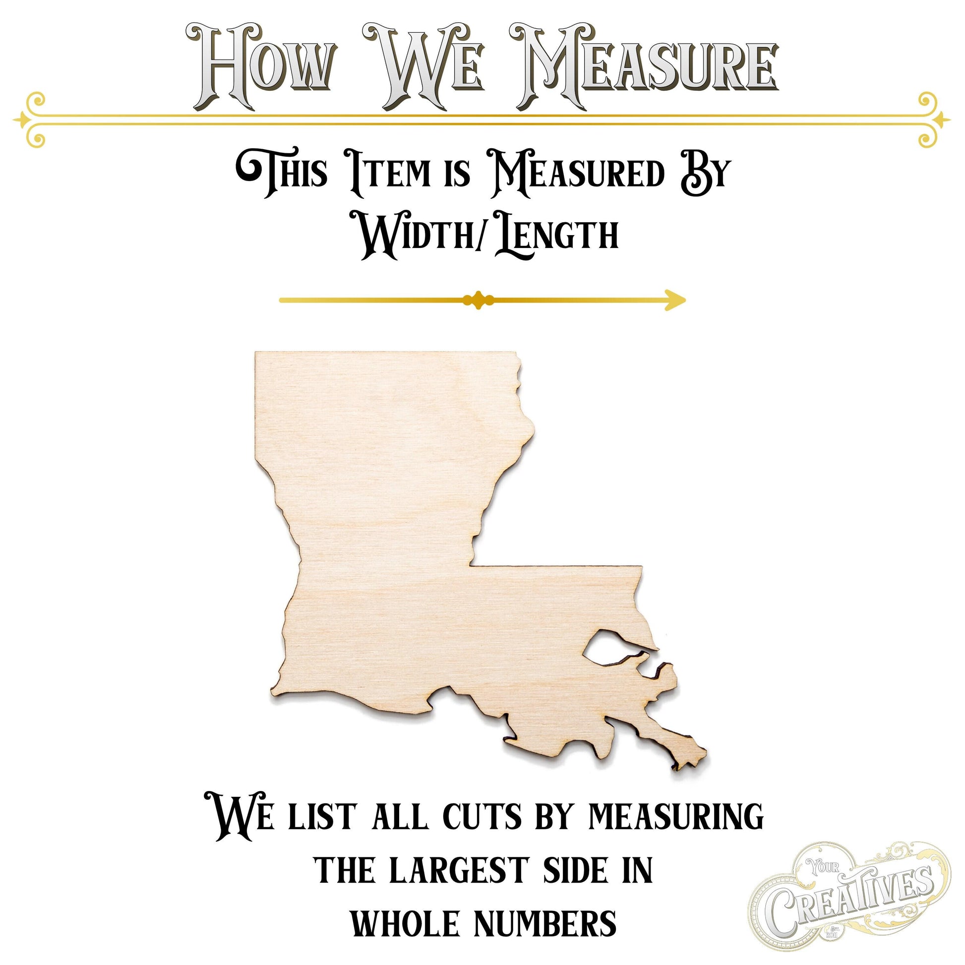 Louisiana State Wood Cutout - Laser Cut Unfinished Craft Shape - Multiple Sizes