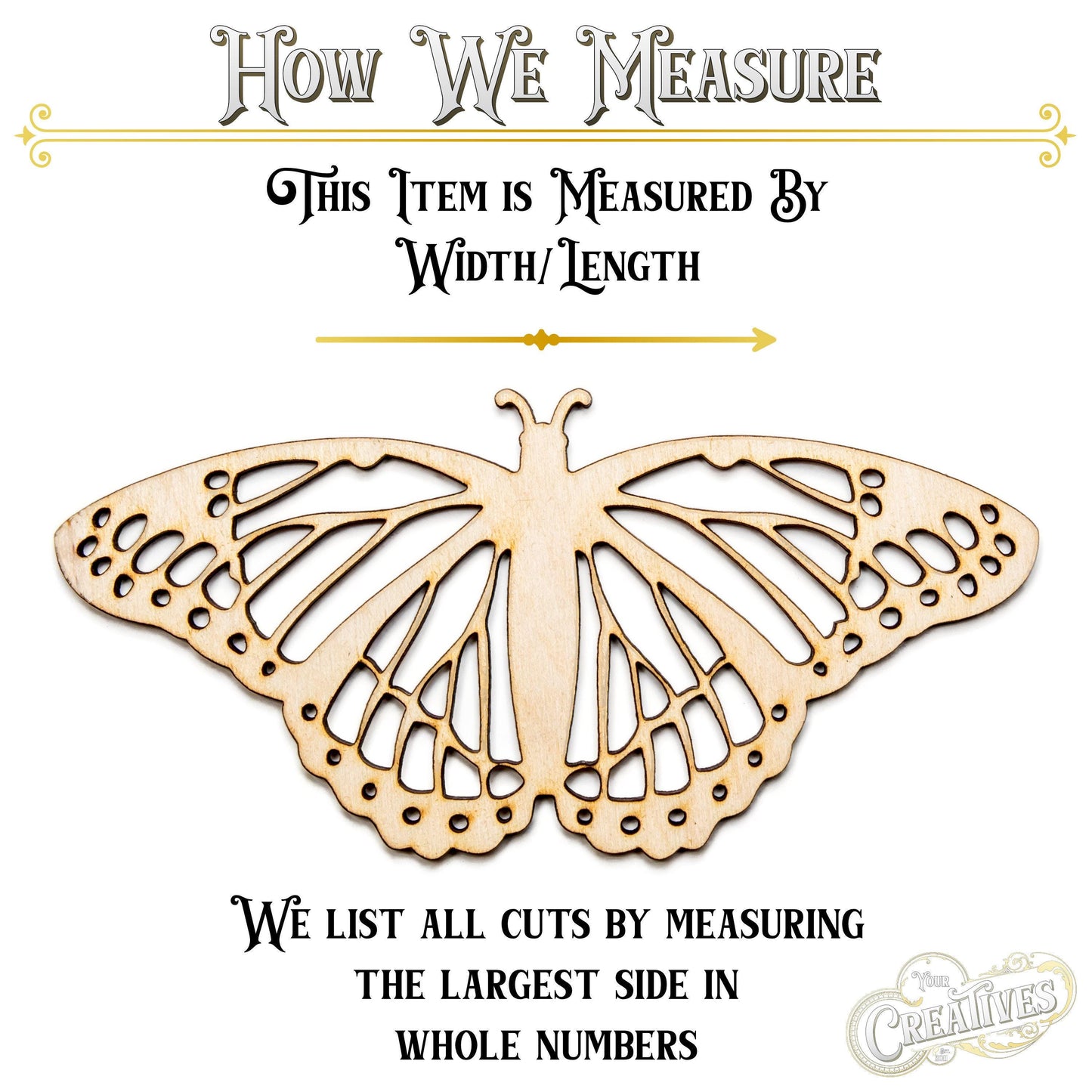 Monarch Butterfly Detailed Wood Cutout - Laser Cut Unfinished Craft Shape - Multiple Sizes