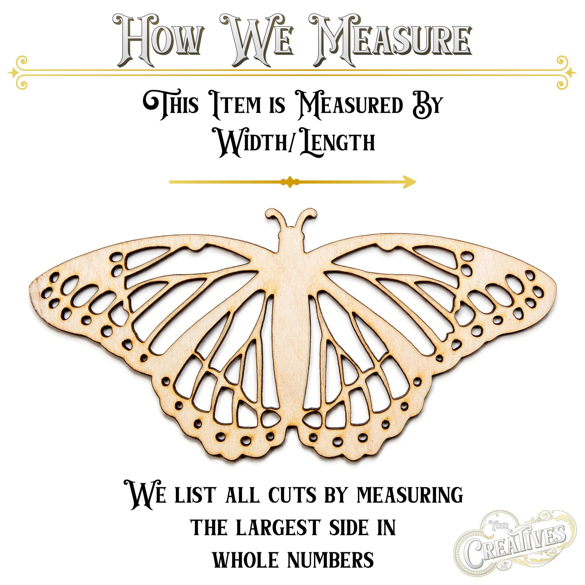 Monarch Butterfly Detailed Wood Cutout - Laser Cut Unfinished Craft Shape - Multiple Sizes