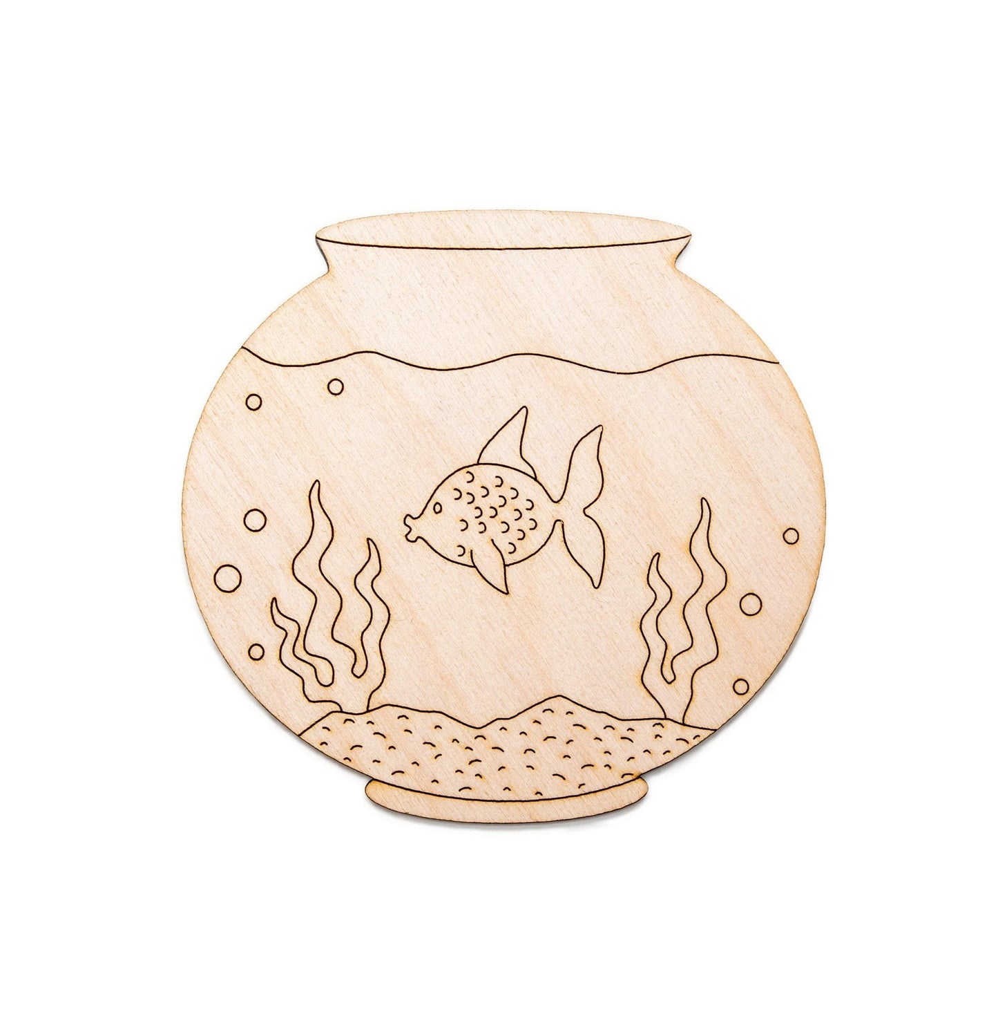 Fish Bowl Wood Cutout - Laser Cut Unfinished Craft Shape - Multiple Sizes