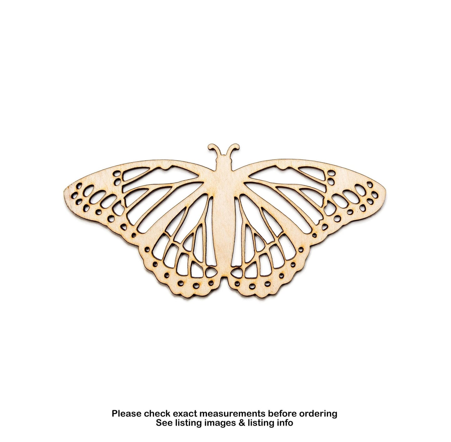 Monarch Butterfly Detailed Wood Cutout - Laser Cut Unfinished Craft Shape - Multiple Sizes