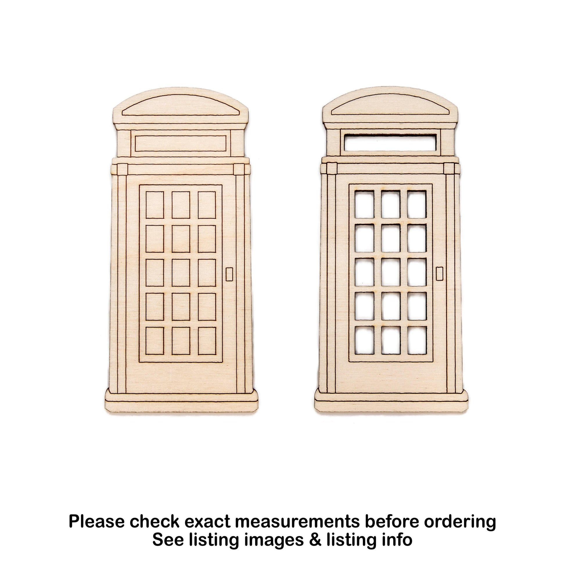 Telephone Booth Detailed Wood Cutout - Laser Cut Unfinished Craft Shape - Multiple Sizes