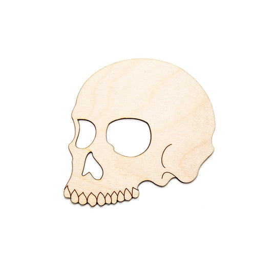 Half Skull Wood Cutout - Laser Cut Unfinished Craft Shape - Multiple Sizes
