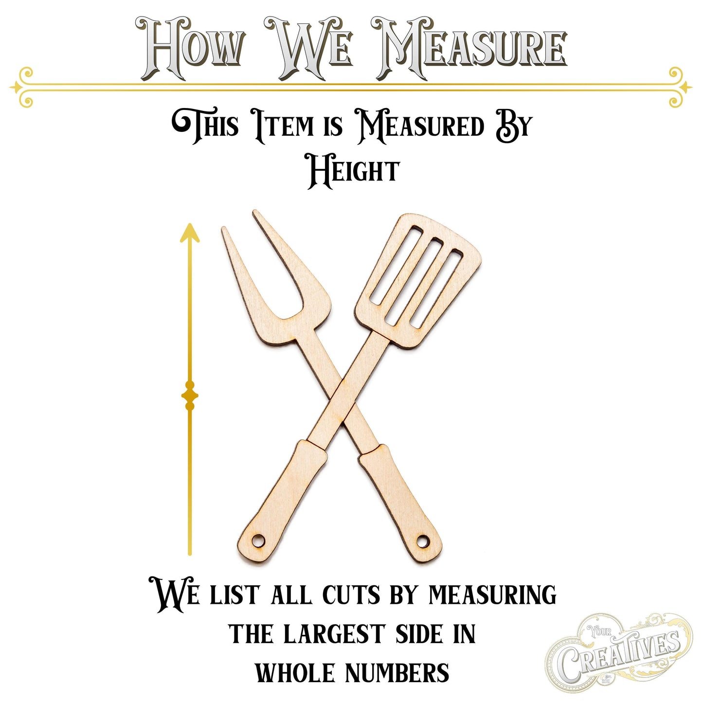 BBQ Utensils Crossed Wood Cutout - Laser Cut Unfinished Craft Shape - Multiple Sizes