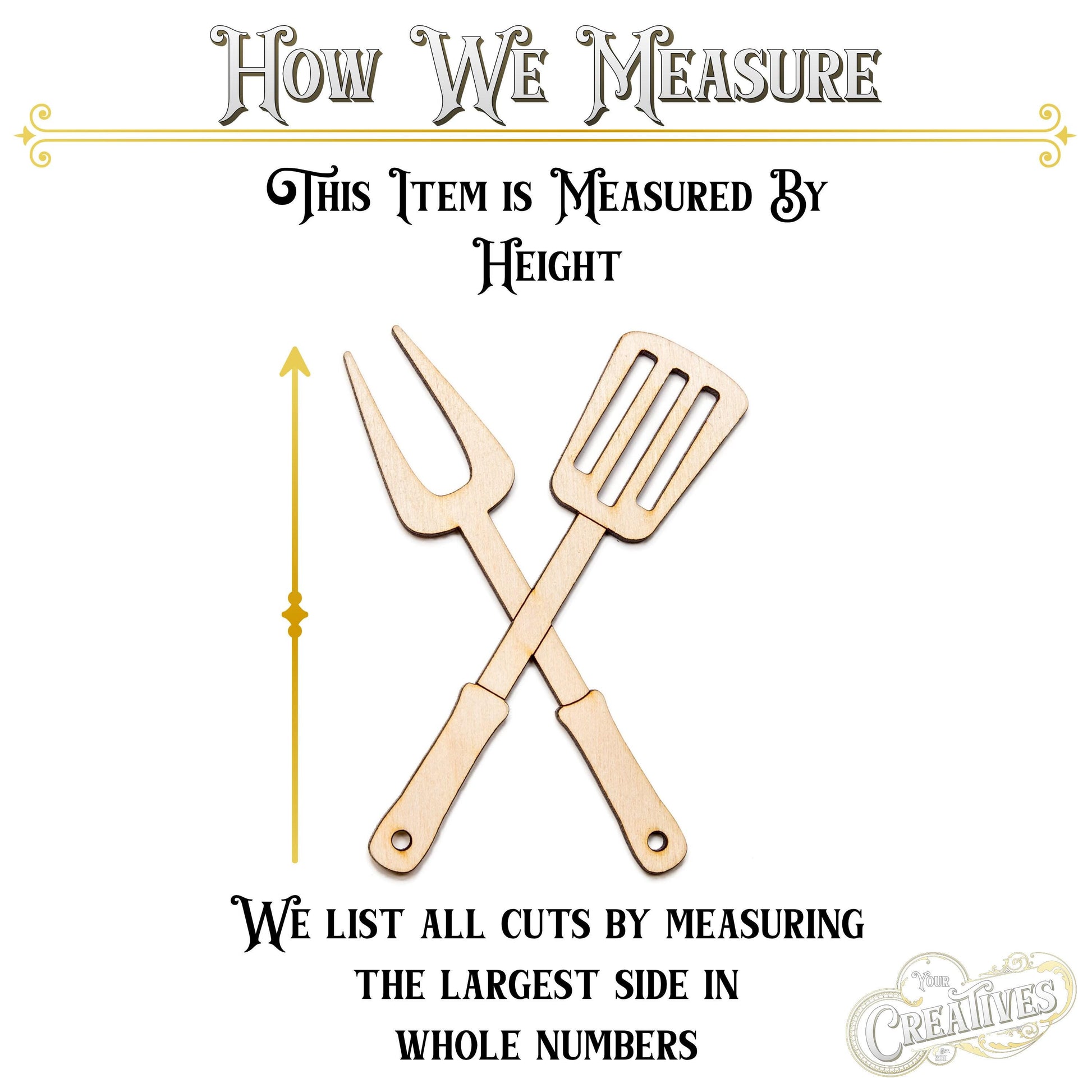 BBQ Utensils Crossed Wood Cutout - Laser Cut Unfinished Craft Shape - Multiple Sizes