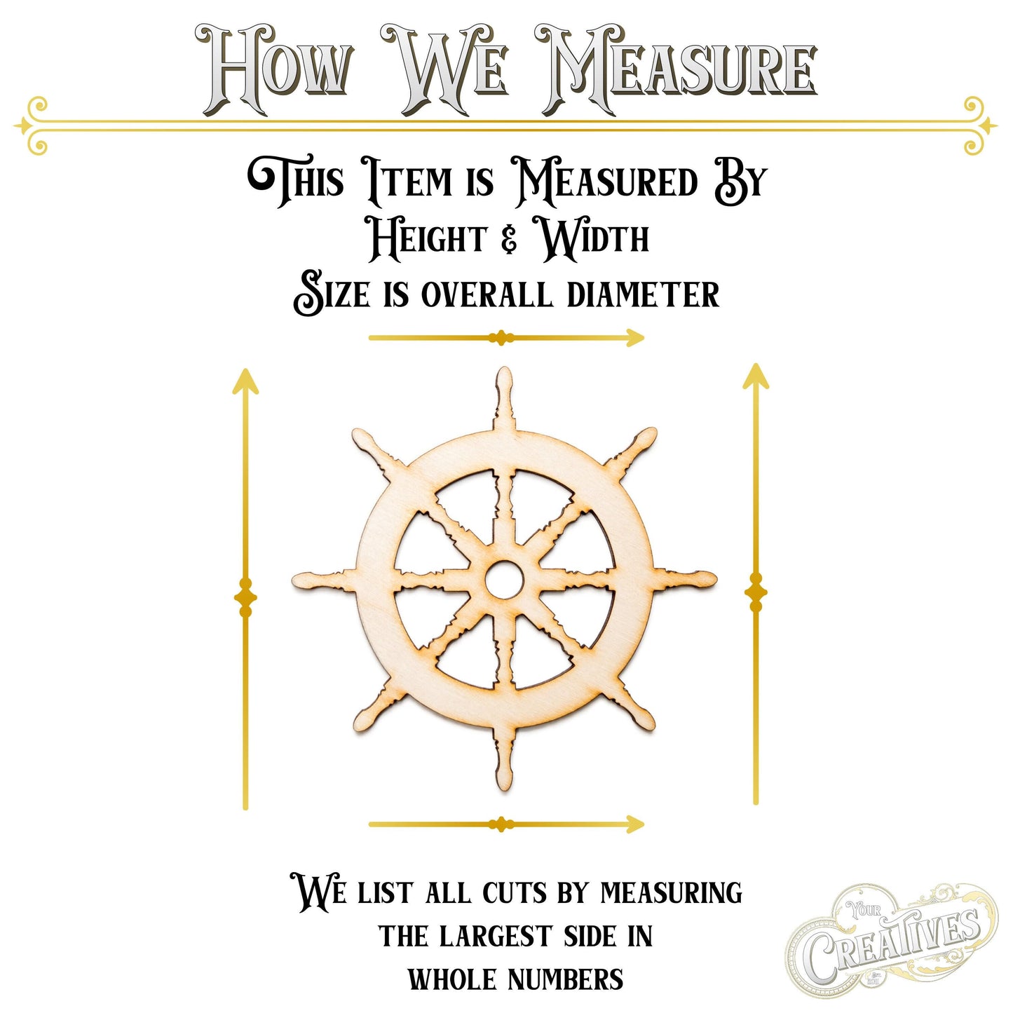 Ship Wheel Blank Wood Cutout - Laser Cut Unfinished Craft Shape - Multiple Sizes