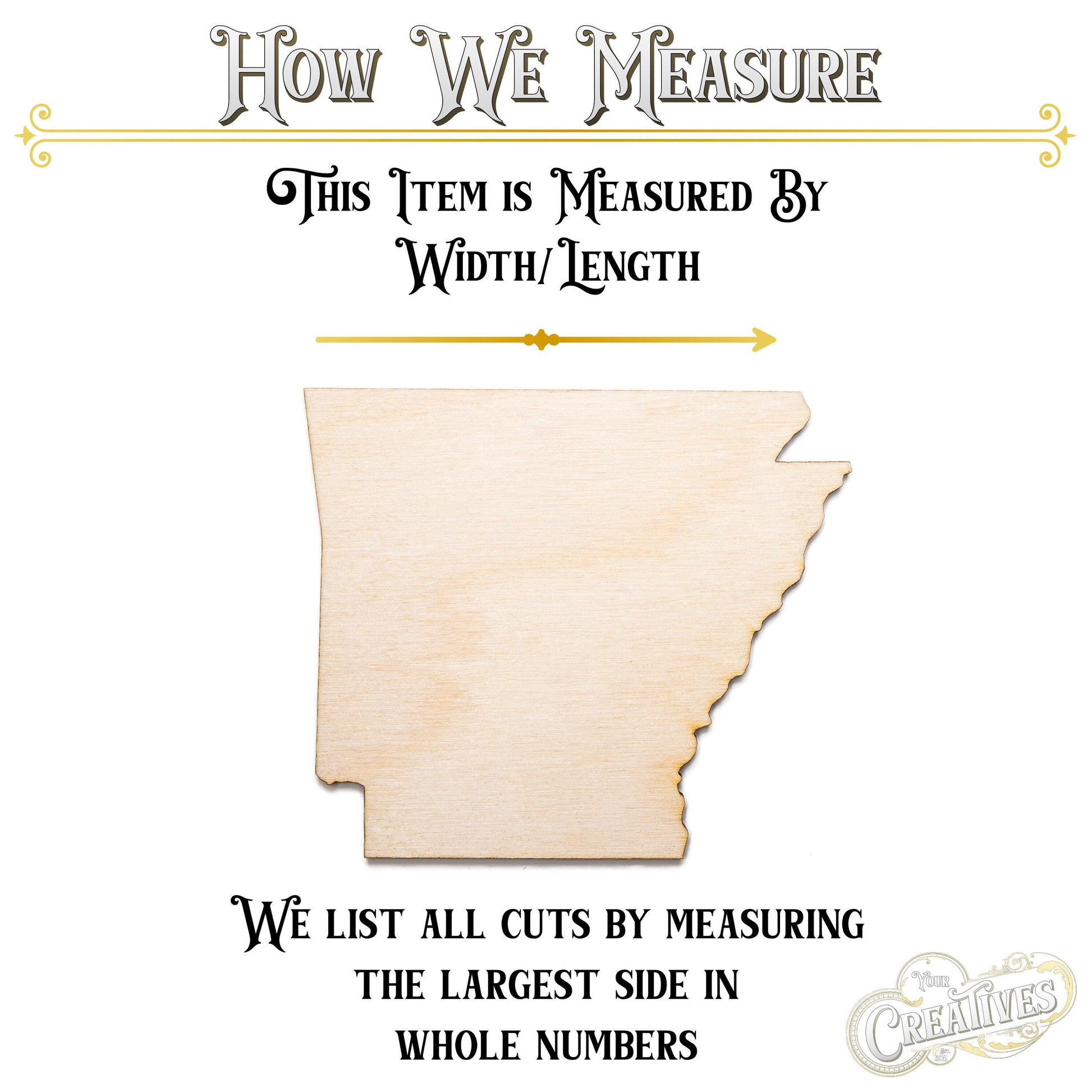 Arkansas Wood Cutout - Laser Cut Unfinished Craft Shape - Multiple Sizes