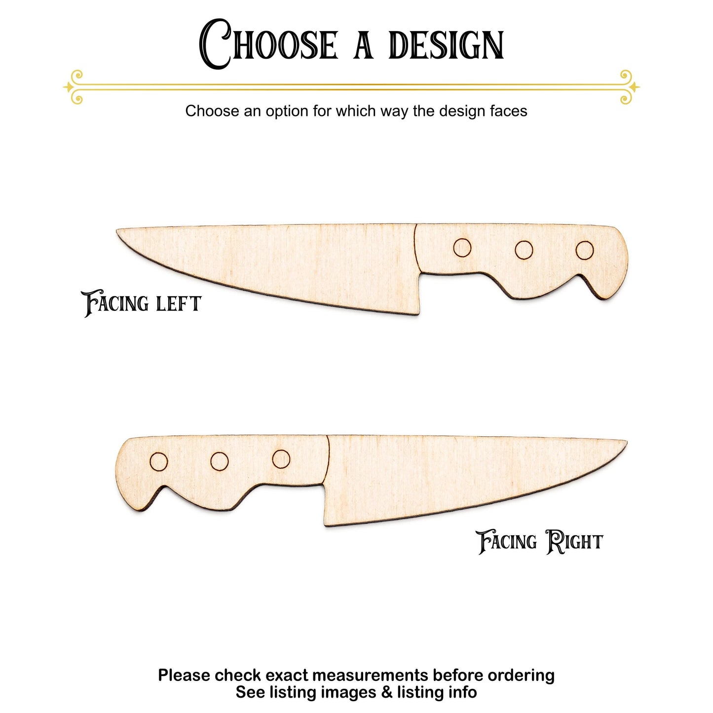 Kitchen Knife Wood Cutout - Laser Cut Unfinished Craft Shape - Multiple Sizes