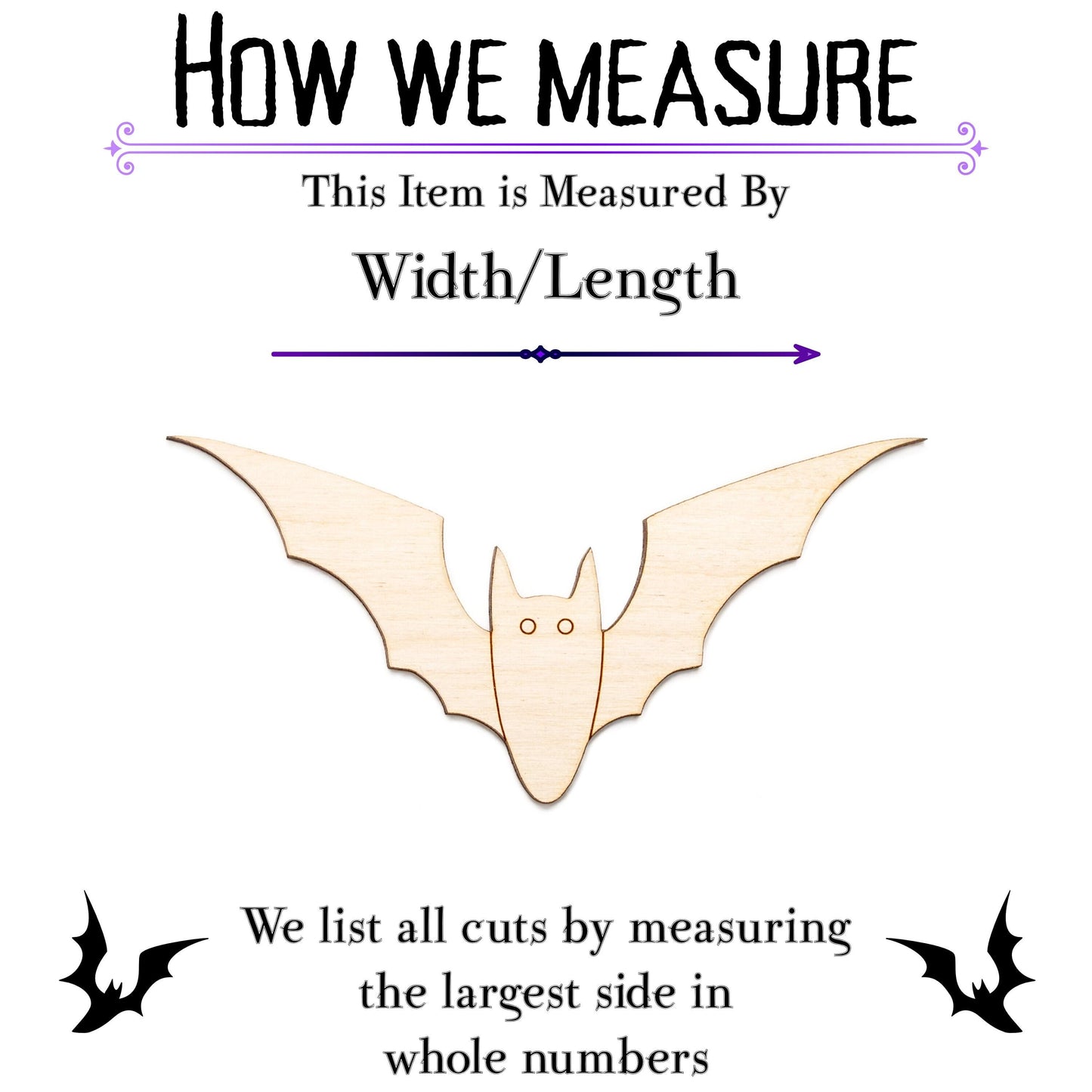 Bat Detailed Wood Cutout - Laser Cut Unfinished Craft Shape - Multiple Sizes