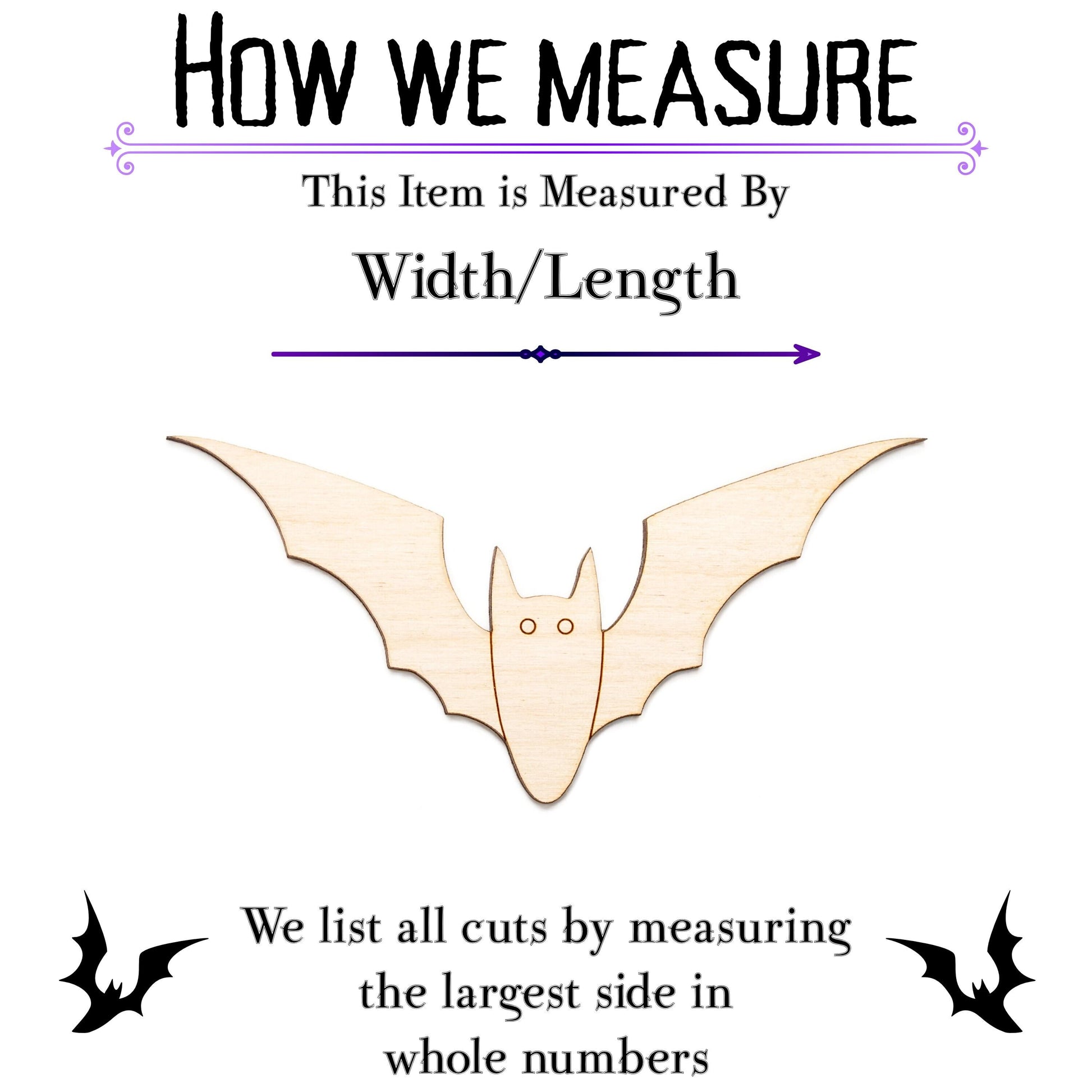 Bat Detailed Wood Cutout - Laser Cut Unfinished Craft Shape - Multiple Sizes