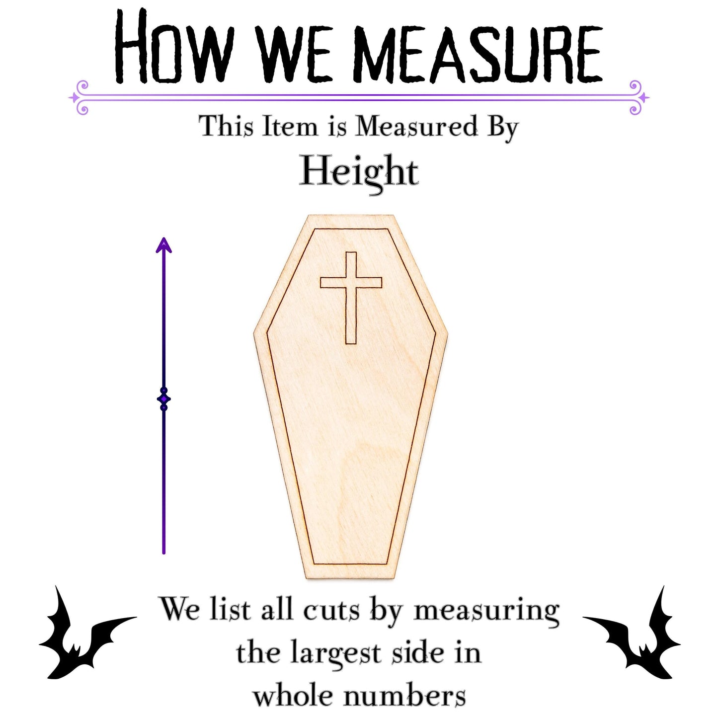 Coffin With Cross Wood Cutout - Laser Cut Unfinished Craft Shape - Multiple Sizes