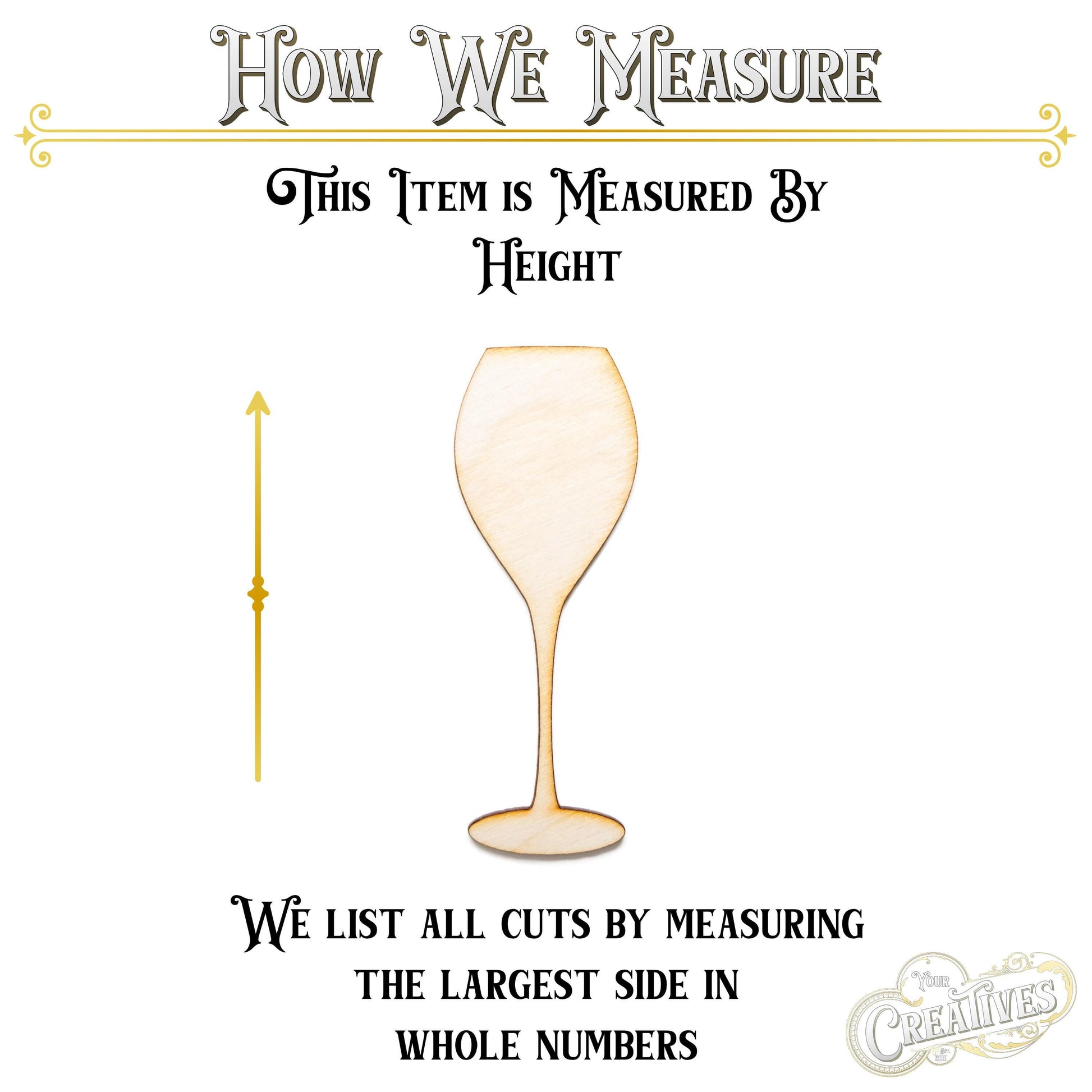 Round Base Wine Glass Wood Cutout - Laser Cut Unfinished Craft Shape - Multiple Sizes