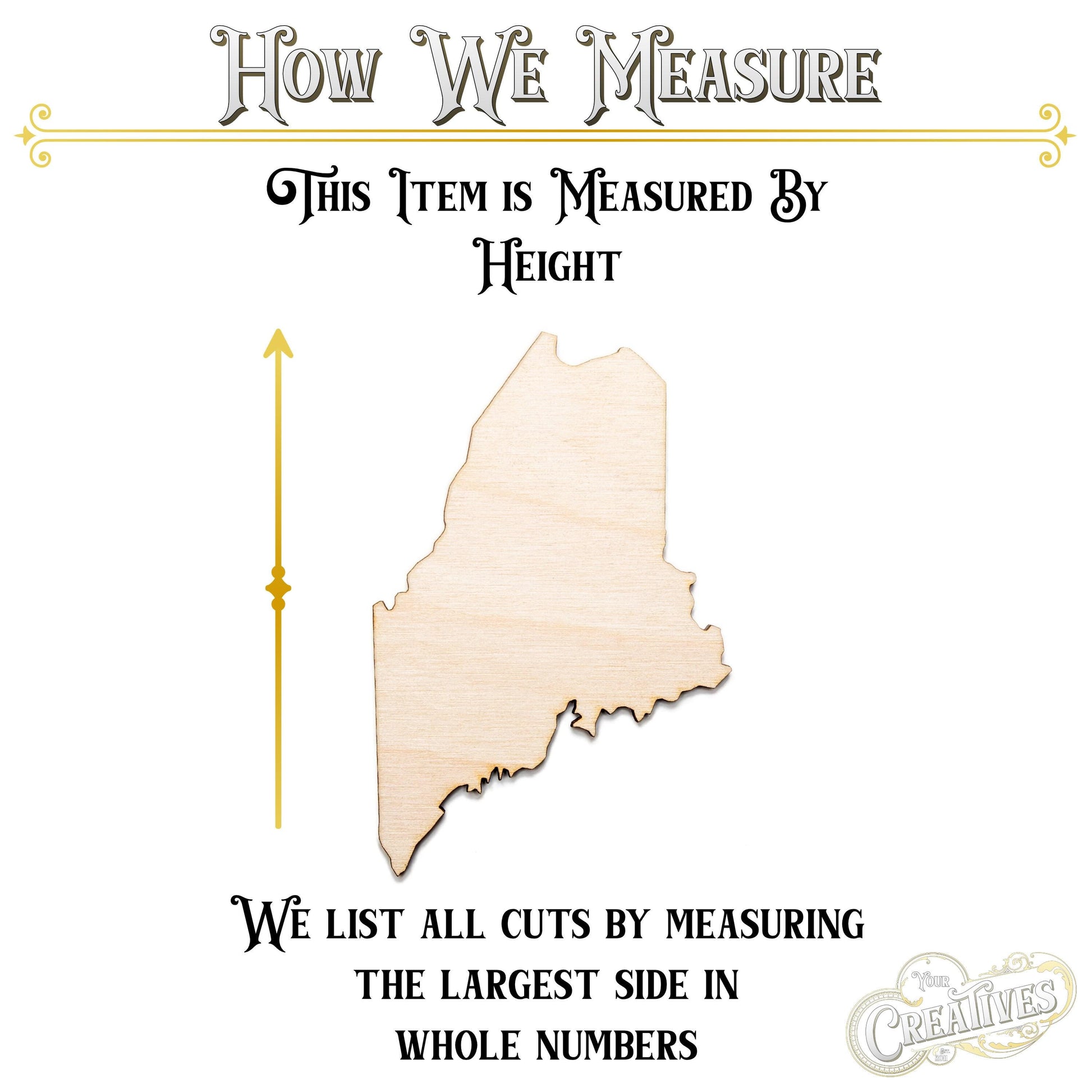 Maine State Wood Cutout - Laser Cut Unfinished Craft Shape - Multiple Sizes