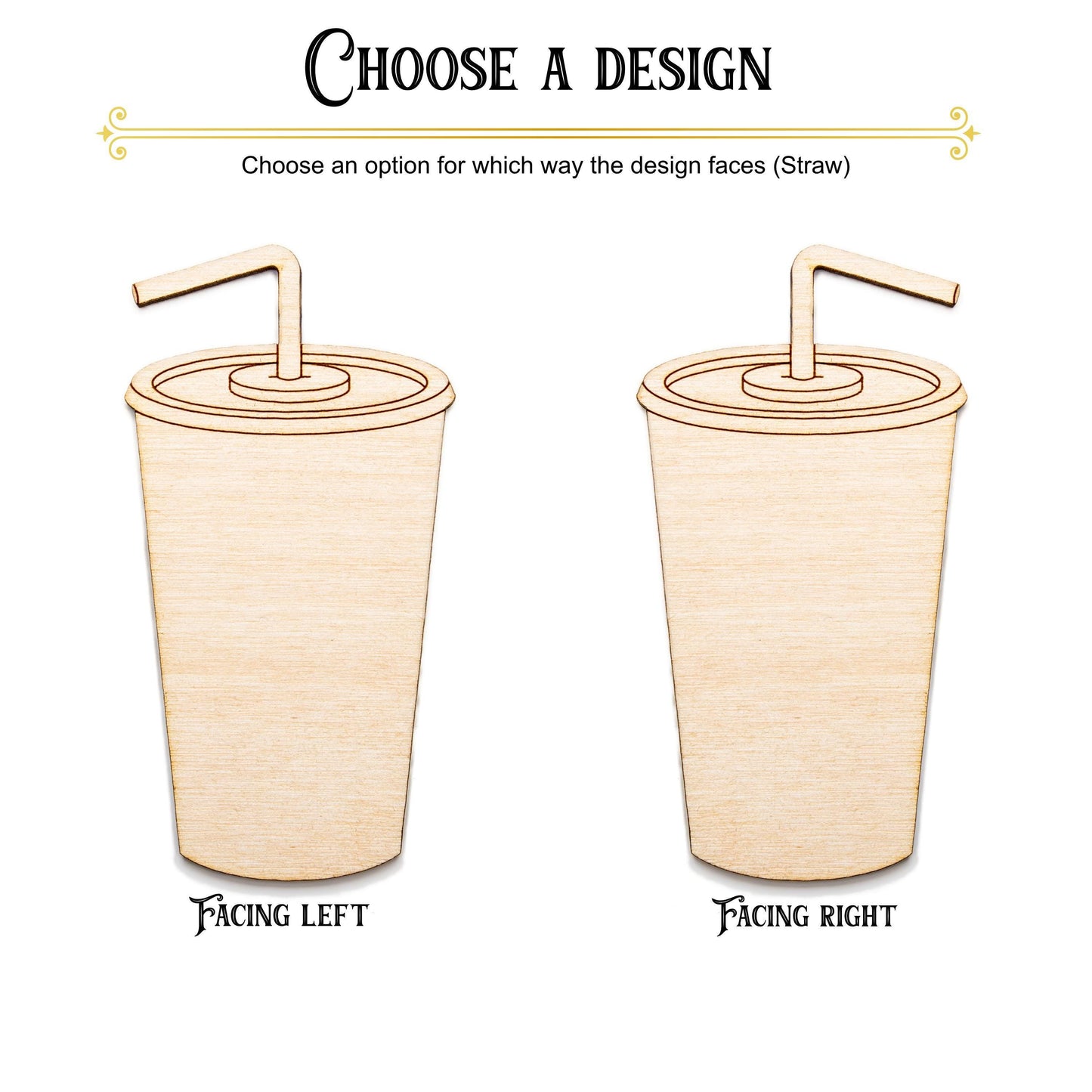Soda Cup Wood Cutout - Laser Cut Unfinished Craft Shape - Multiple Sizes