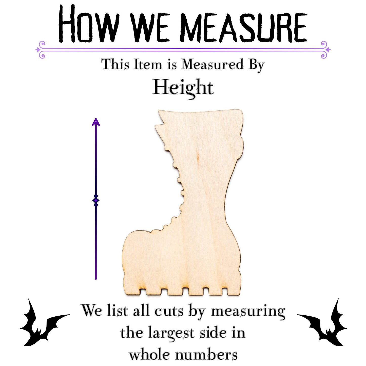 Goth Boot Blank Wood Cutout - Laser Cut Unfinished Craft Shape - Multiple Sizes