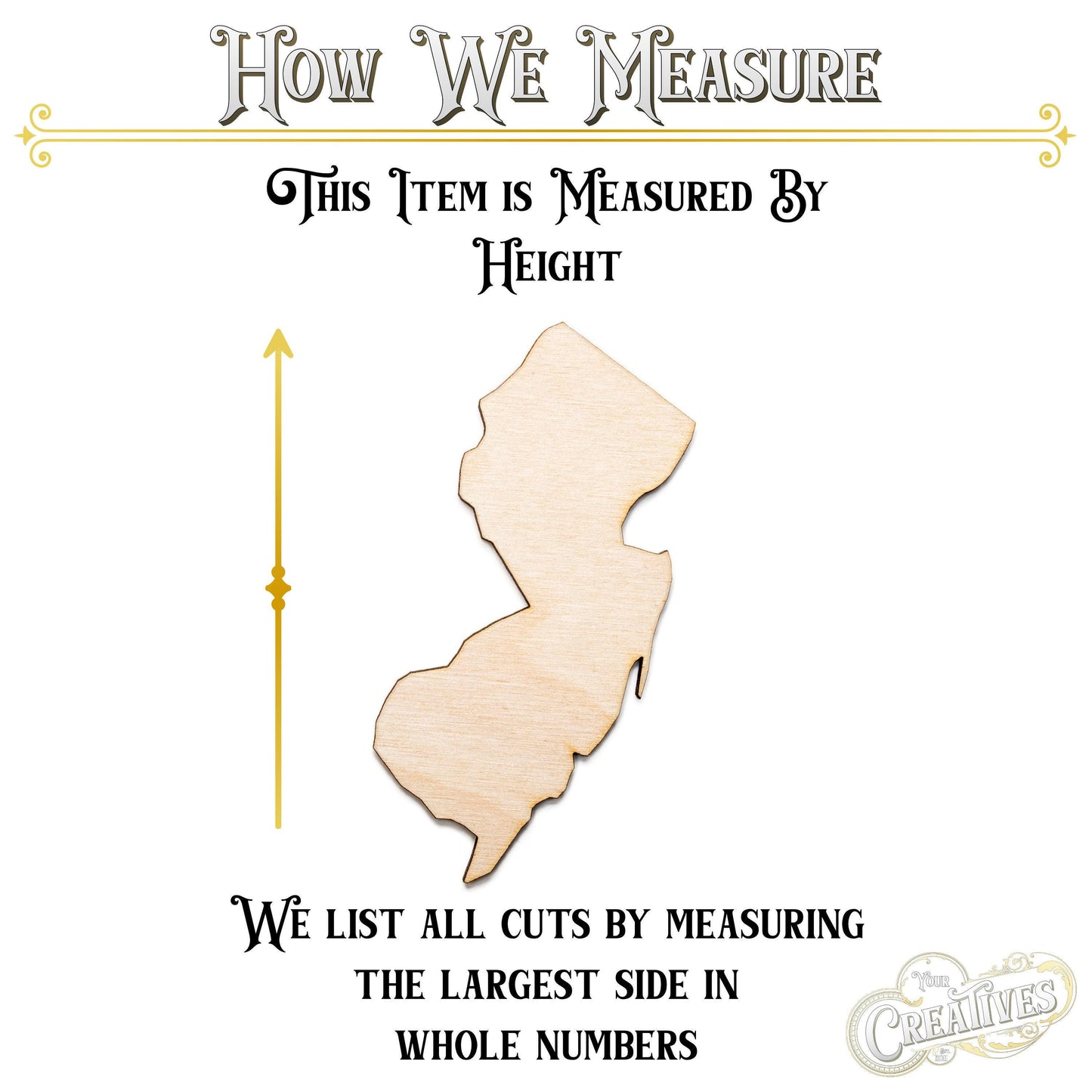 New Jersey State Blank Wood Cutout - Laser Cut Unfinished Craft Shape - Multiple Sizes
