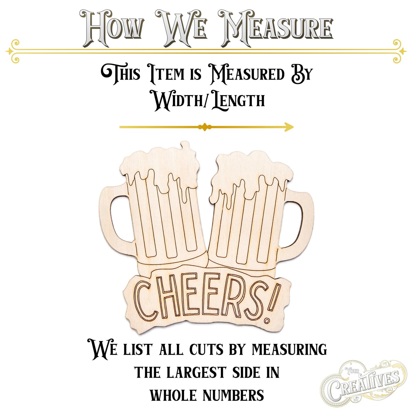 Cheers Beer Mug Toast Wood Cutout - Laser Cut Unfinished Craft Shape - Multiple Sizes