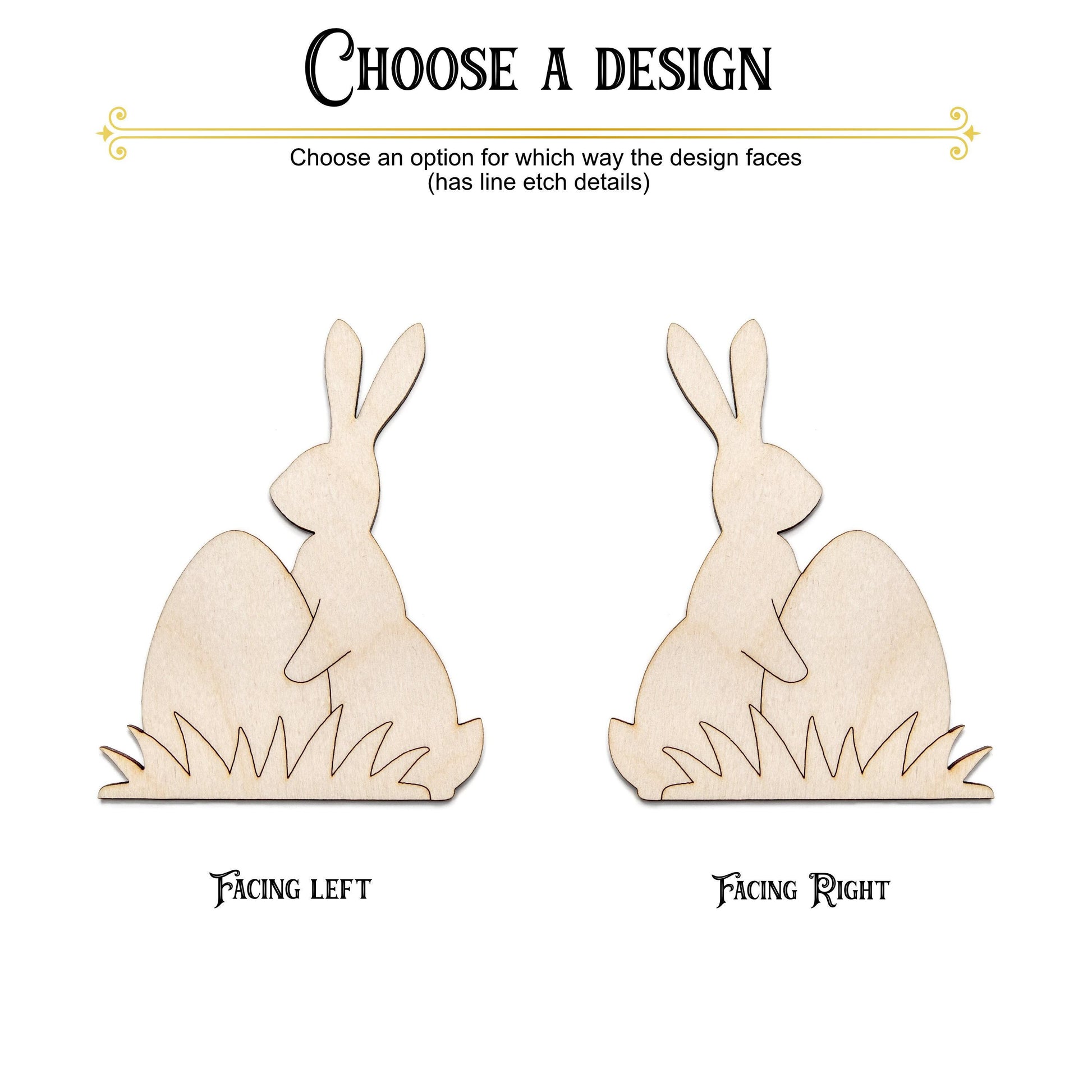Bunny With Egg Wood Cutout - Laser Cut Unfinished Craft Shape - Multiple Sizes