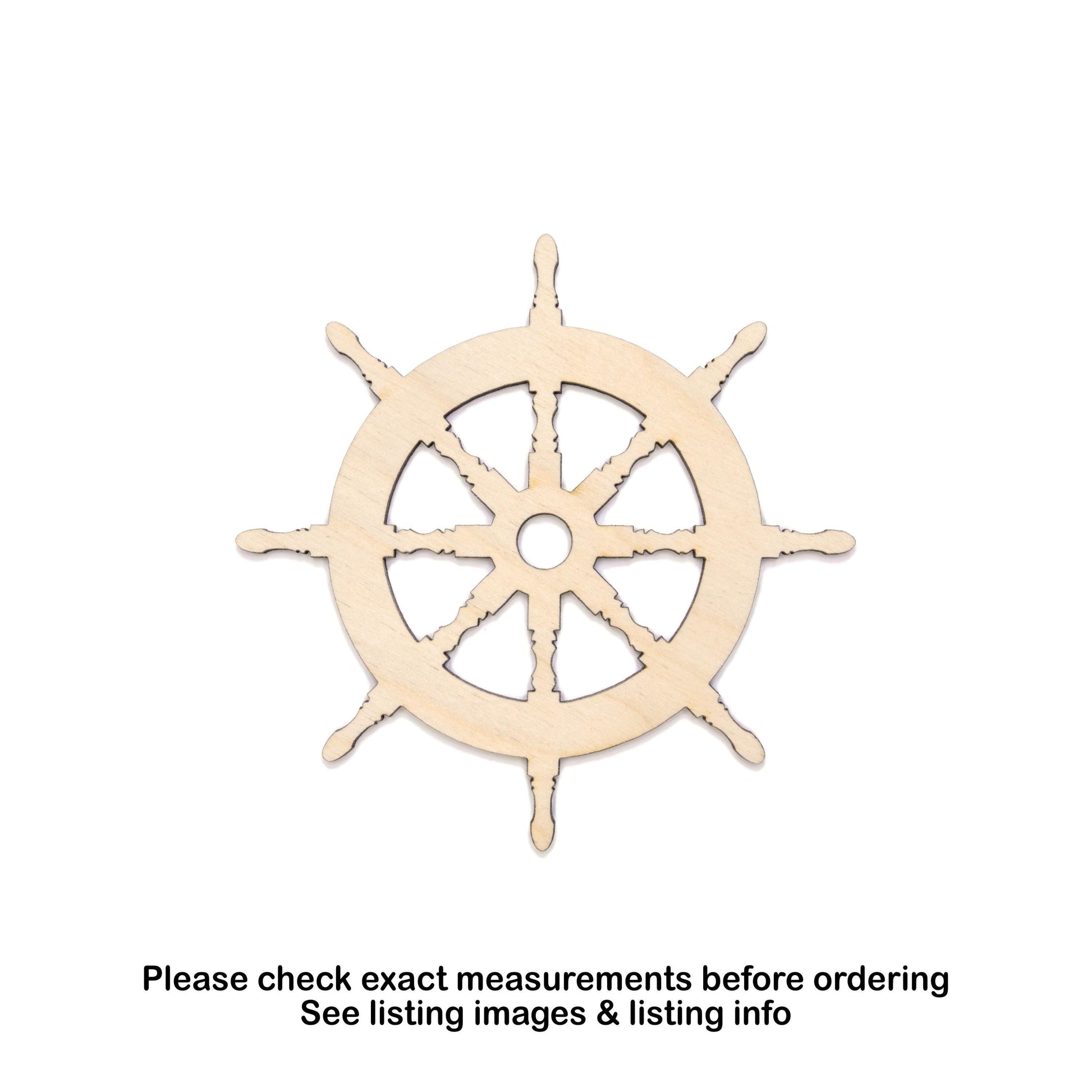 Ship Wheel Blank Wood Cutout - Laser Cut Unfinished Craft Shape - Multiple Sizes