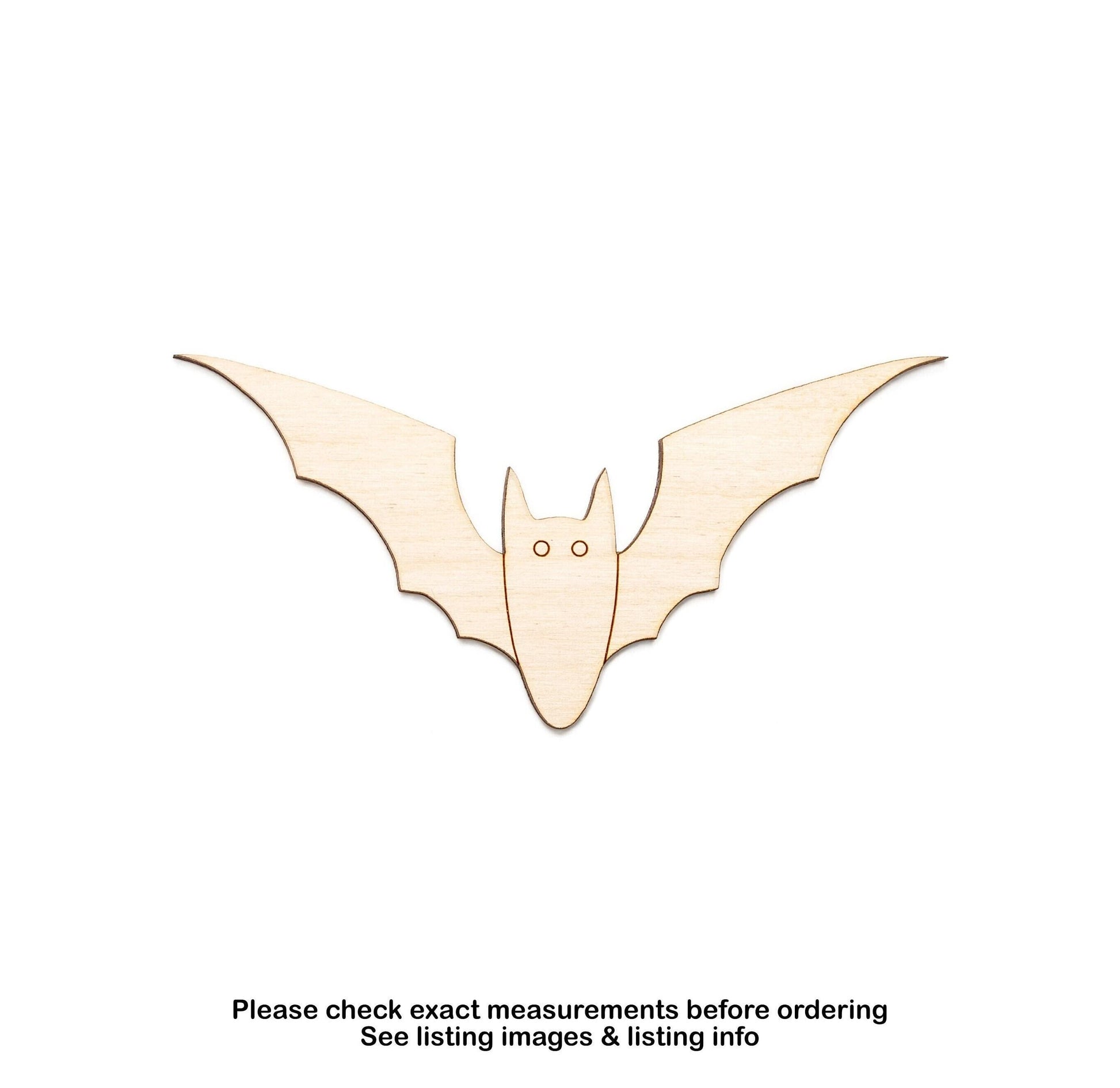 Bat Detailed Wood Cutout - Laser Cut Unfinished Craft Shape - Multiple Sizes