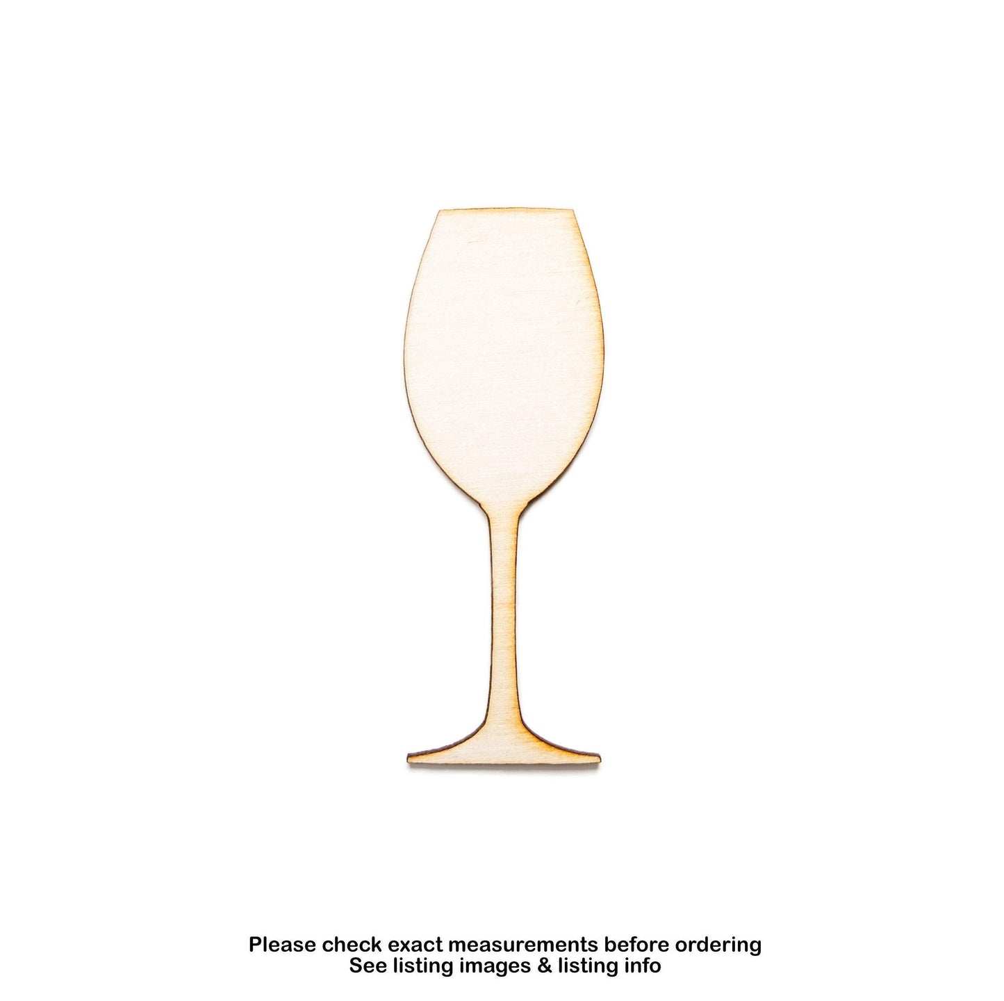 Flat Wine Glass Blank Wood Cutout - Laser Cut Unfinished Craft Shape - Multiple Sizes