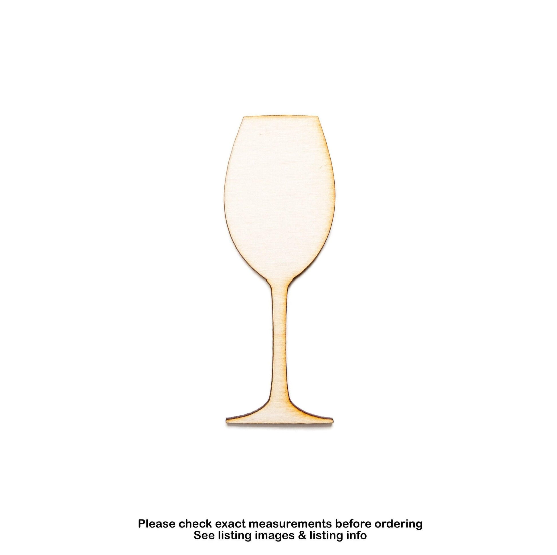 Flat Wine Glass Blank Wood Cutout - Laser Cut Unfinished Craft Shape - Multiple Sizes