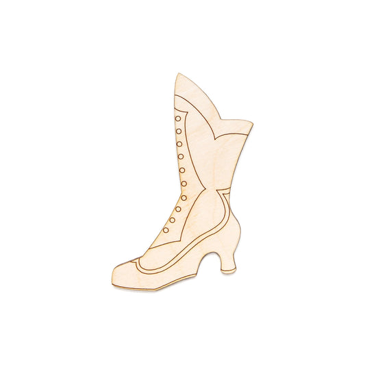 Victorian Boot Wood Cutout - Laser Cut Unfinished Craft Shape - Multiple Sizes