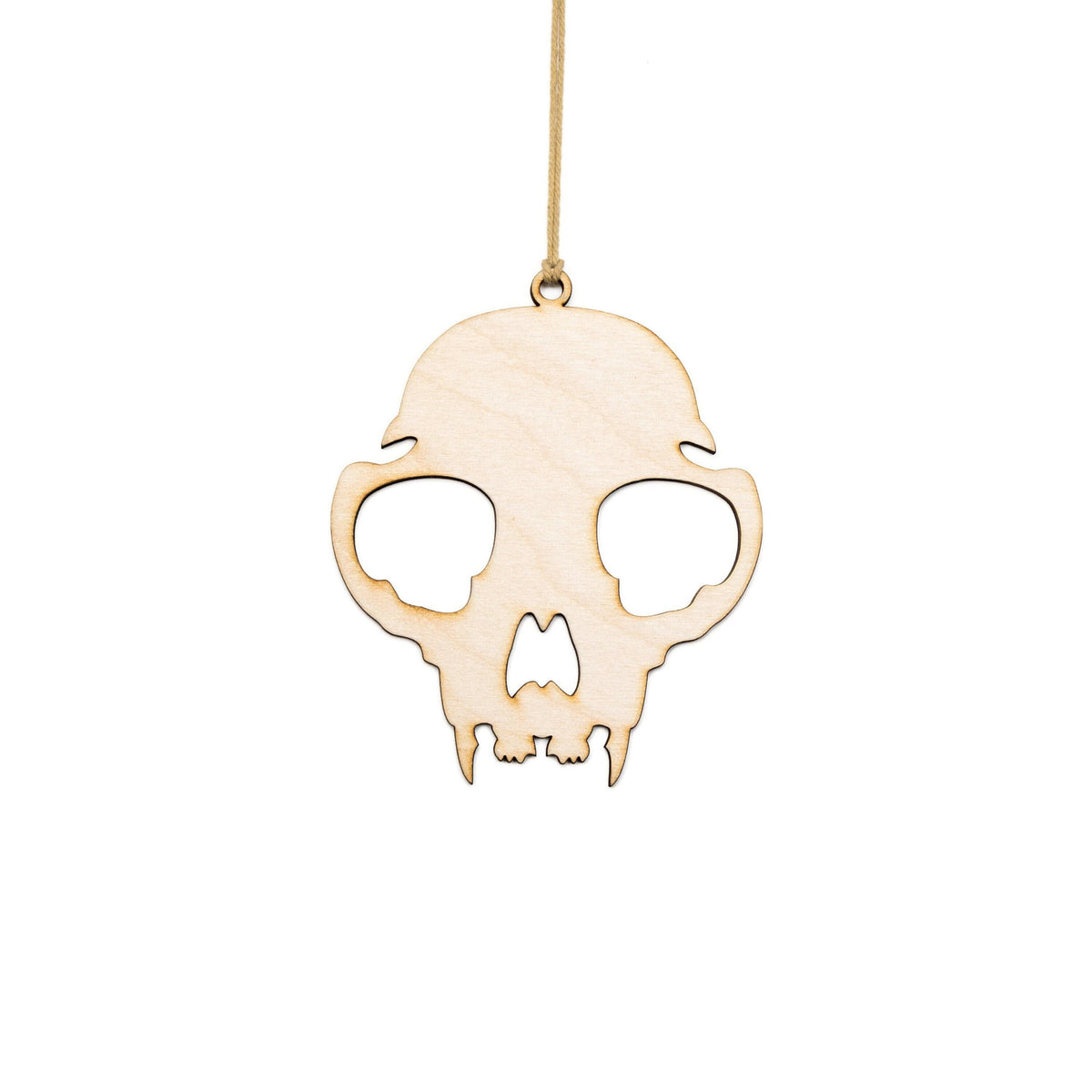 Cat Skull Wood Ornament - Laser Cut Unfinished Christmas Ornament - Multiple Sizes