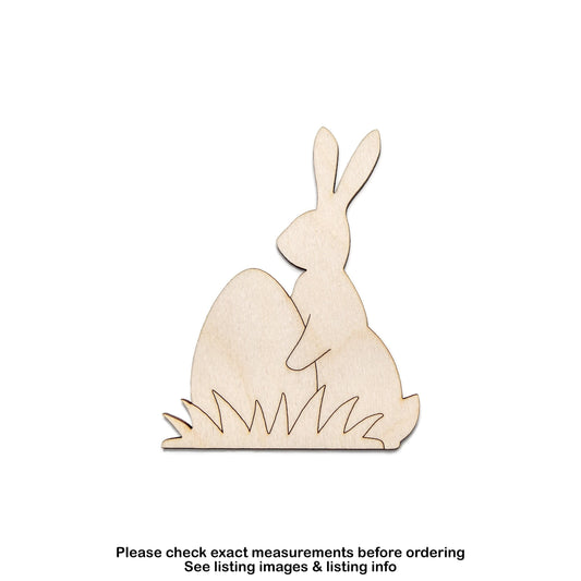 Bunny With Egg Wood Cutout - Laser Cut Unfinished Craft Shape - Multiple Sizes