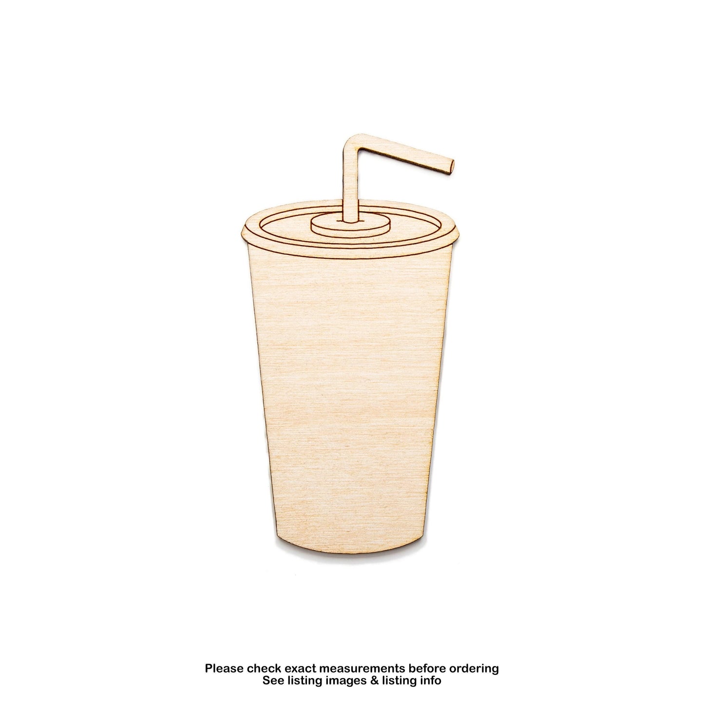 Soda Cup Wood Cutout - Laser Cut Unfinished Craft Shape - Multiple Sizes