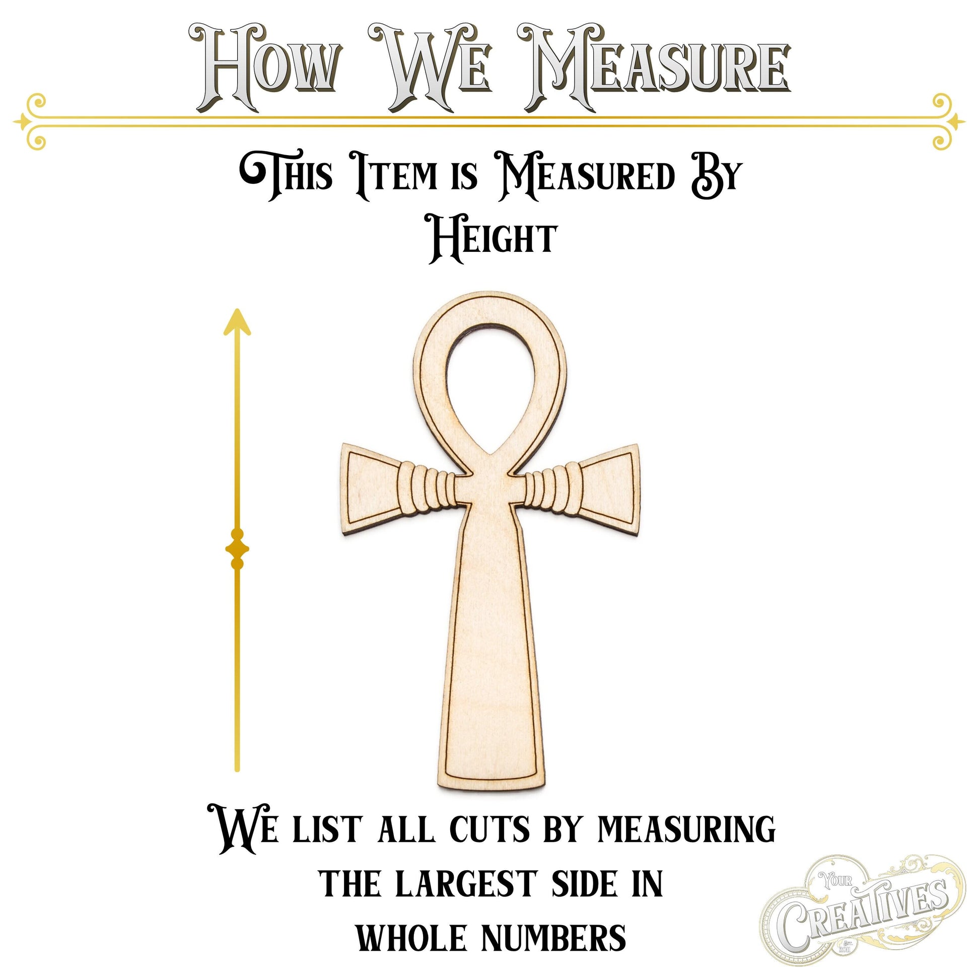 Ankh Detailed Wood Cutout - Laser Cut Unfinished Craft Shape - Multiple Sizes