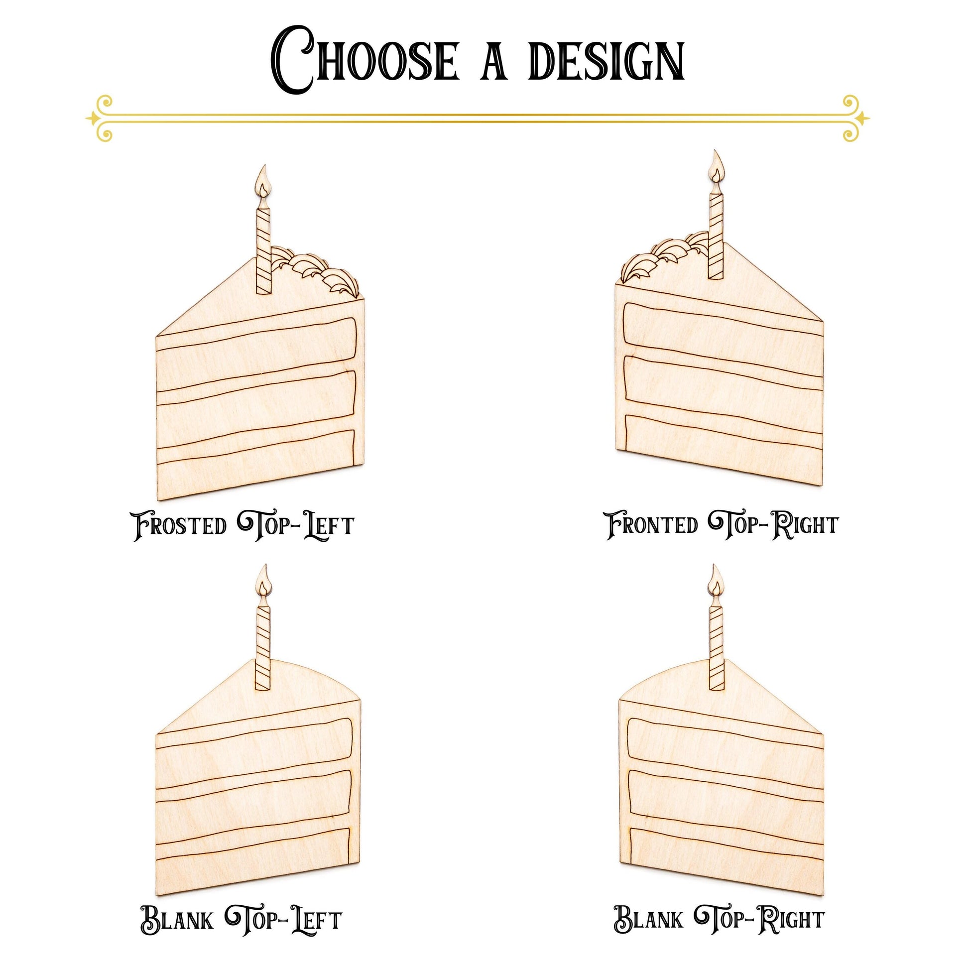 Birthday Cake Slice With Candle Wood Cutout - Laser Cut Unfinished Craft Shape - Multiple Sizes
