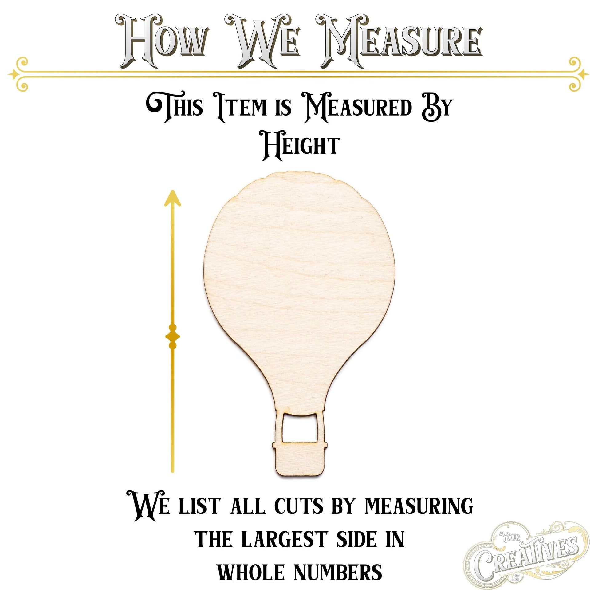 Air Balloon Blank Wood Cutout - Laser Cut Unfinished Craft Shape - Multiple Sizes