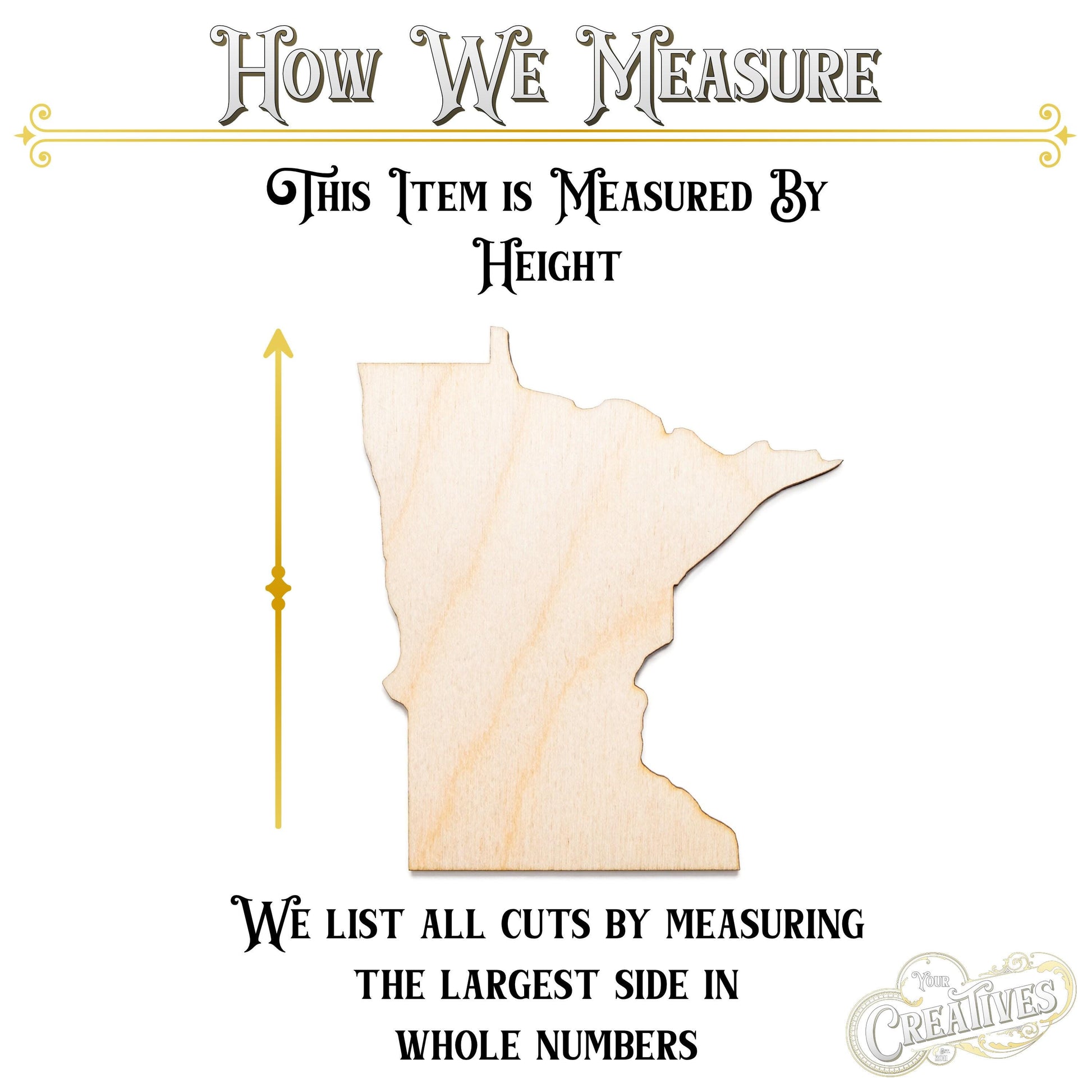 Minnesota State Wood Cutout - Laser Cut Unfinished Craft Shape - Multiple Sizes