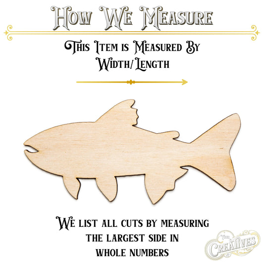 Trout Fish Blank Wood Cutout - Laser Cut Unfinished Craft Shape - Multiple Sizes