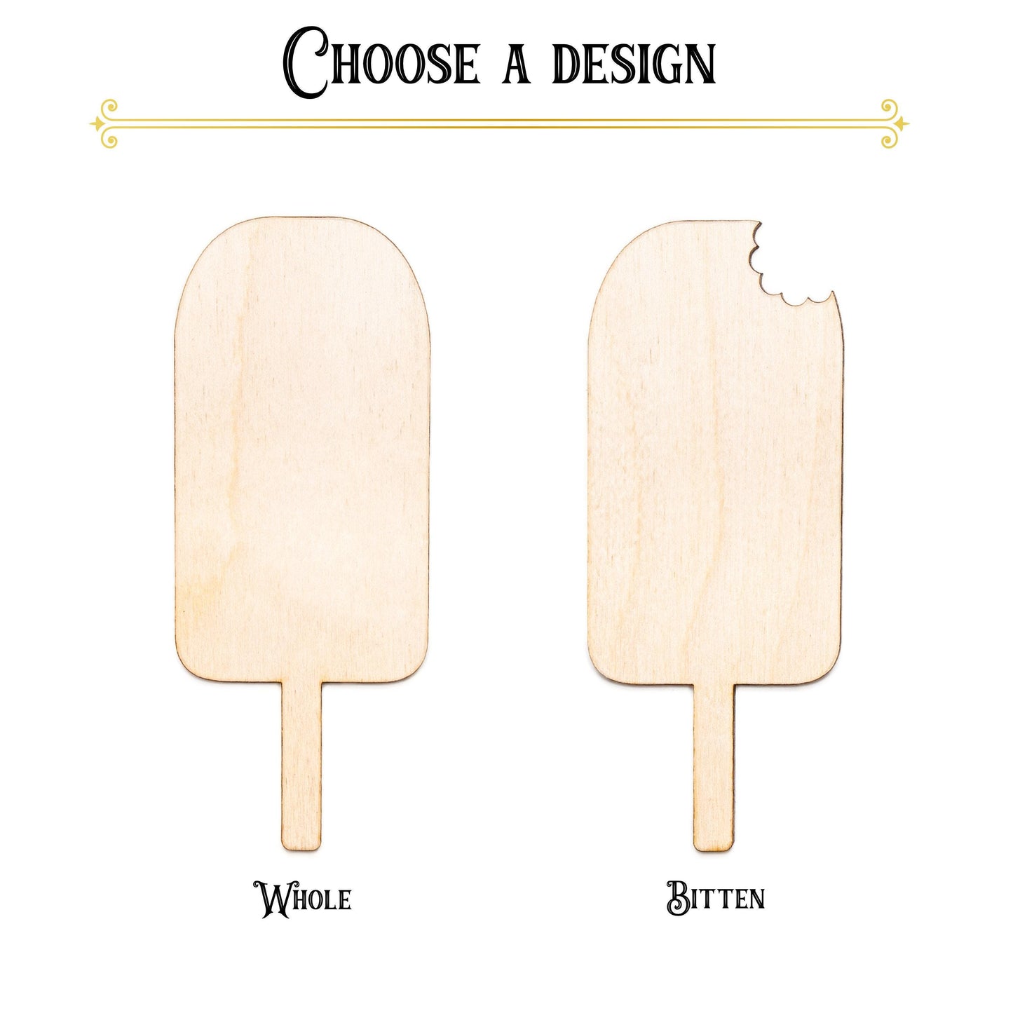 Popsicle Ice Cream Blank Wood Cutout - Laser Cut Unfinished Craft Shape - Multiple Sizes