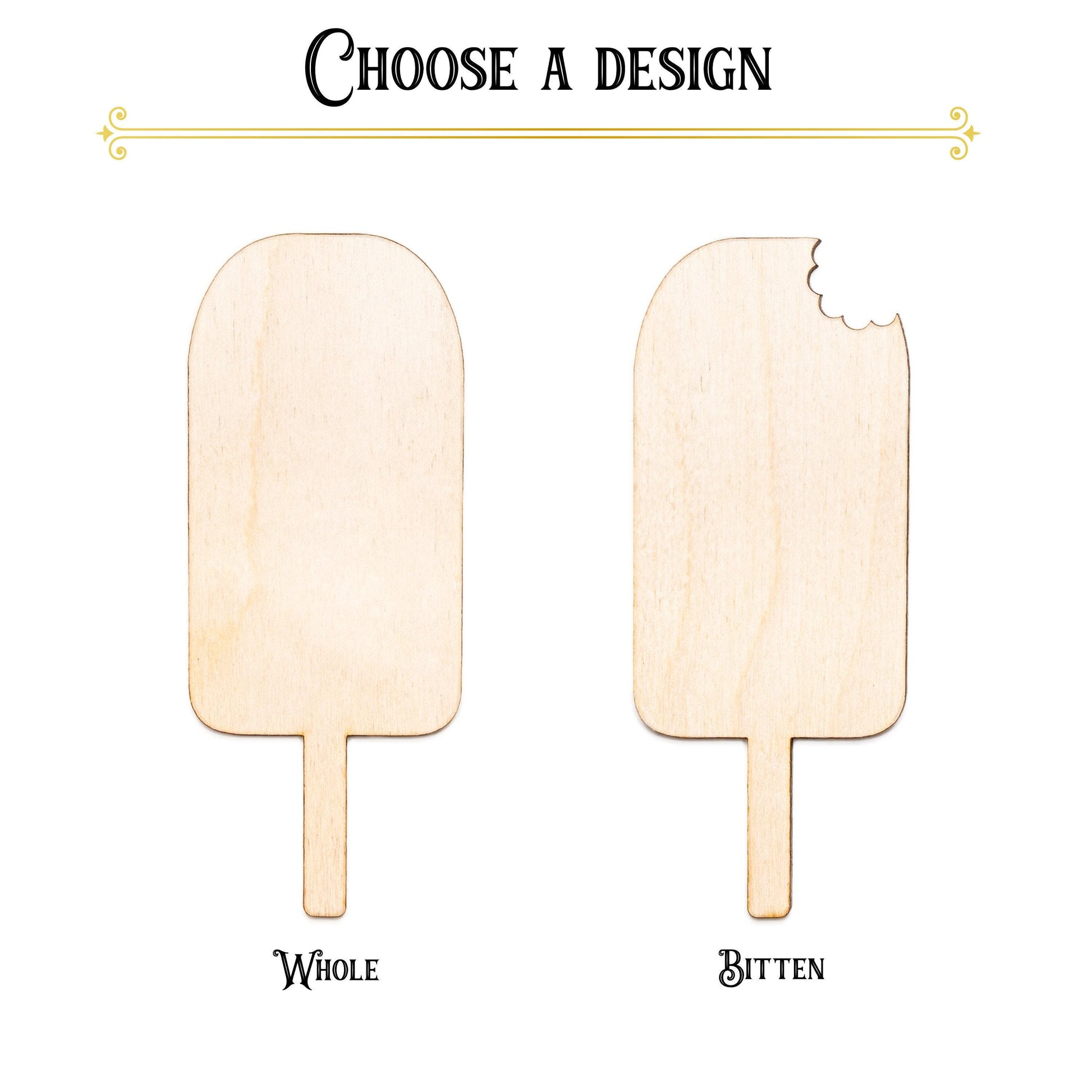 Popsicle Ice Cream Blank Wood Cutout - Laser Cut Unfinished Craft Shape - Multiple Sizes