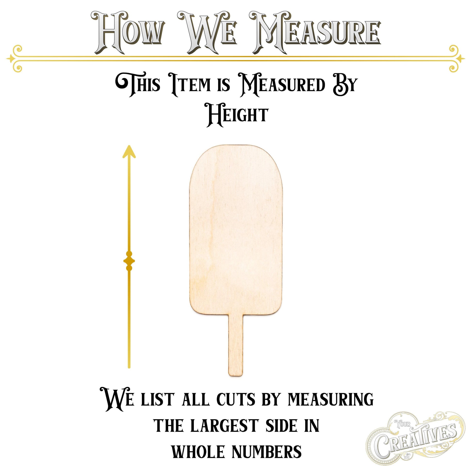 Popsicle Ice Cream Blank Wood Cutout - Laser Cut Unfinished Craft Shape - Multiple Sizes